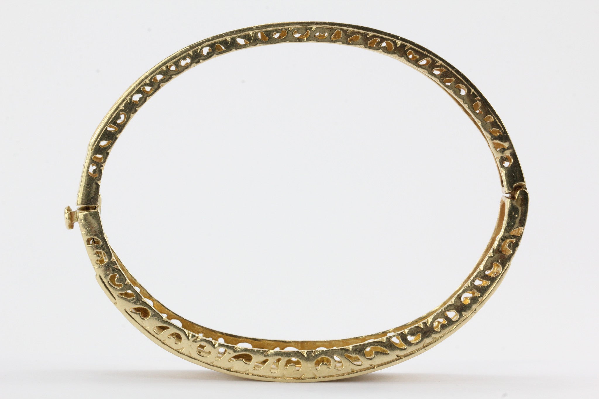 Retro 1950's 14K Gold Diamond Star Bangle Bracelet - Queen May