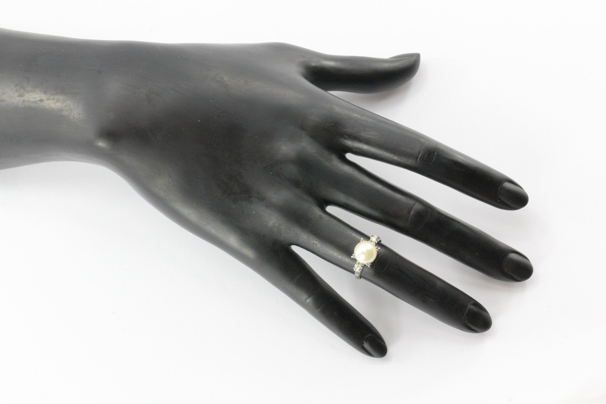 Antique Art Deco Platinum 8.8mm Pearl & Diamond Engagement Ring Circa 1940's - Queen May