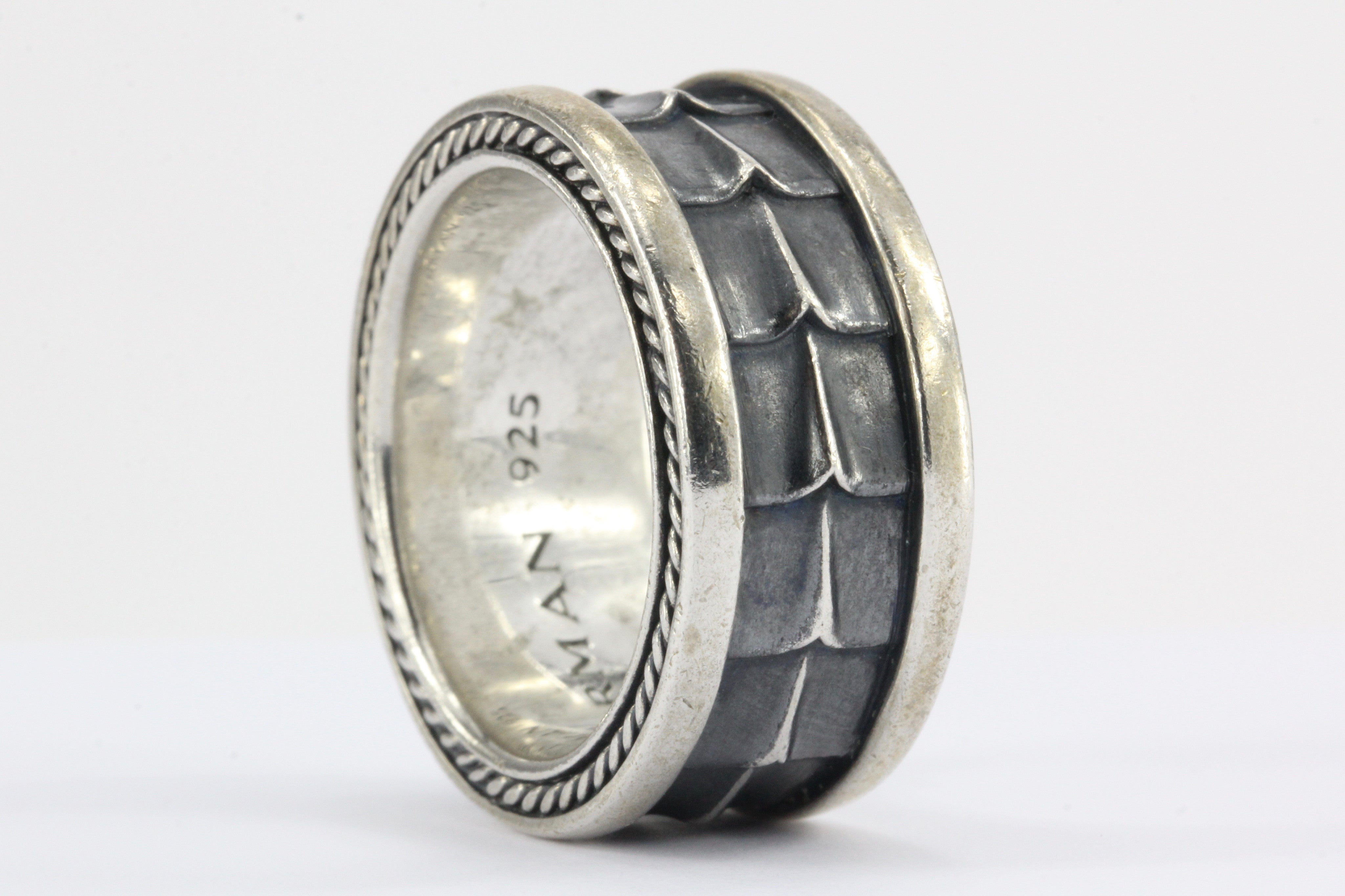 David Yurman Sterling Silver Armory Mens Ring Band Size 10 - Queen May