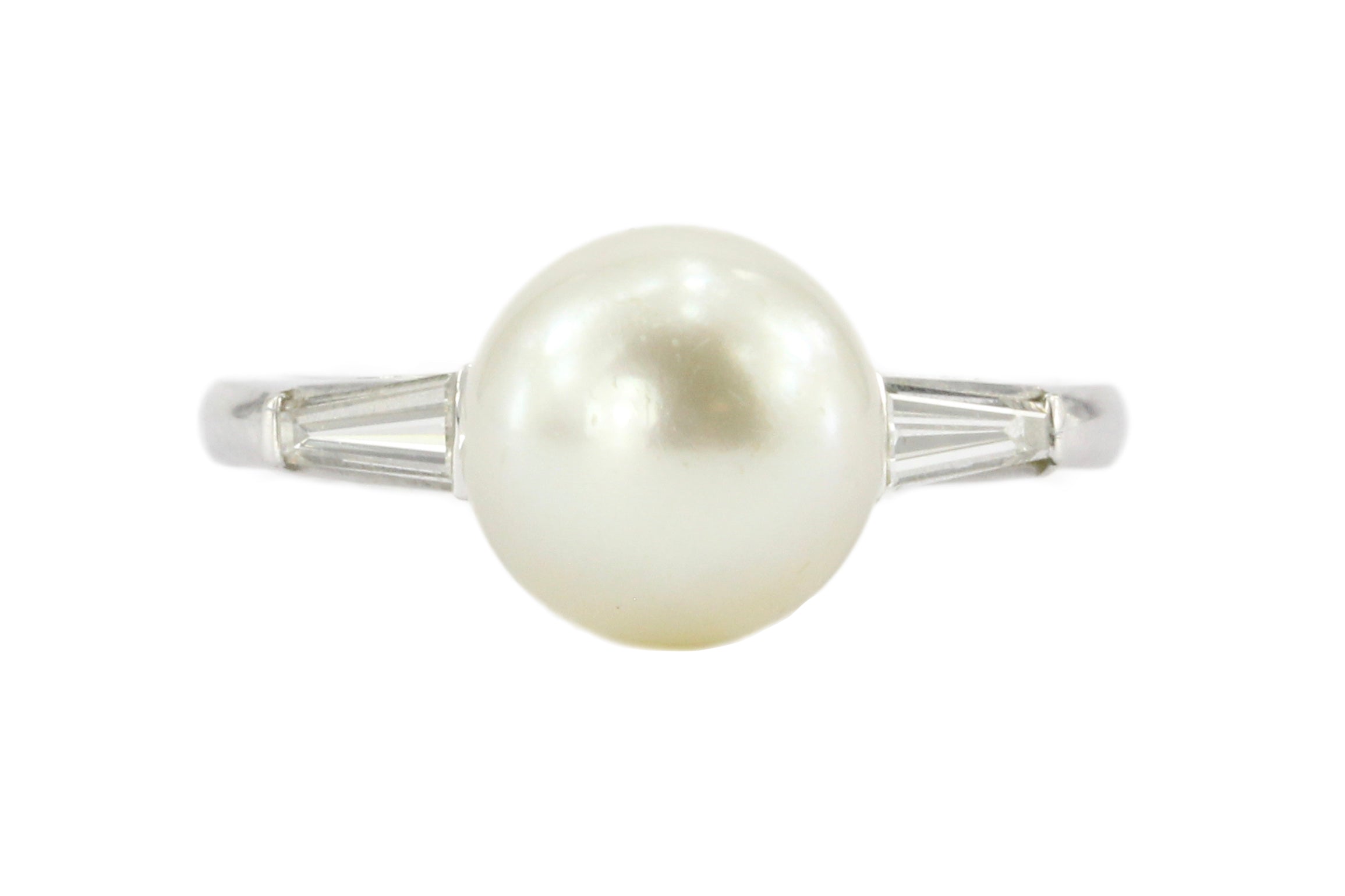 14k White Gold 8.75mm Pearl Diamond Ring - Queen May