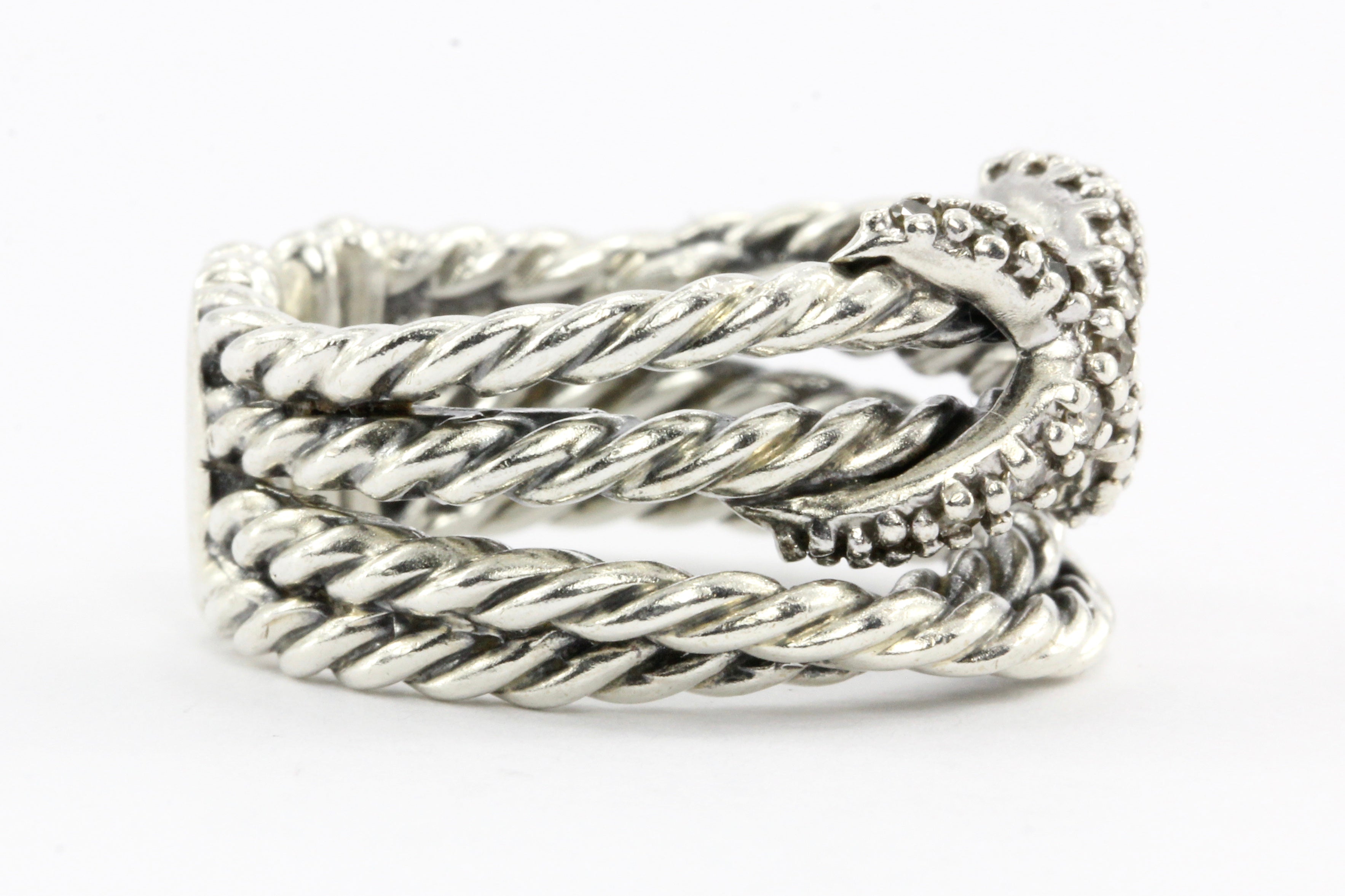 David Yurman Sterling Silver Diamond X Crossover Ring - Queen May