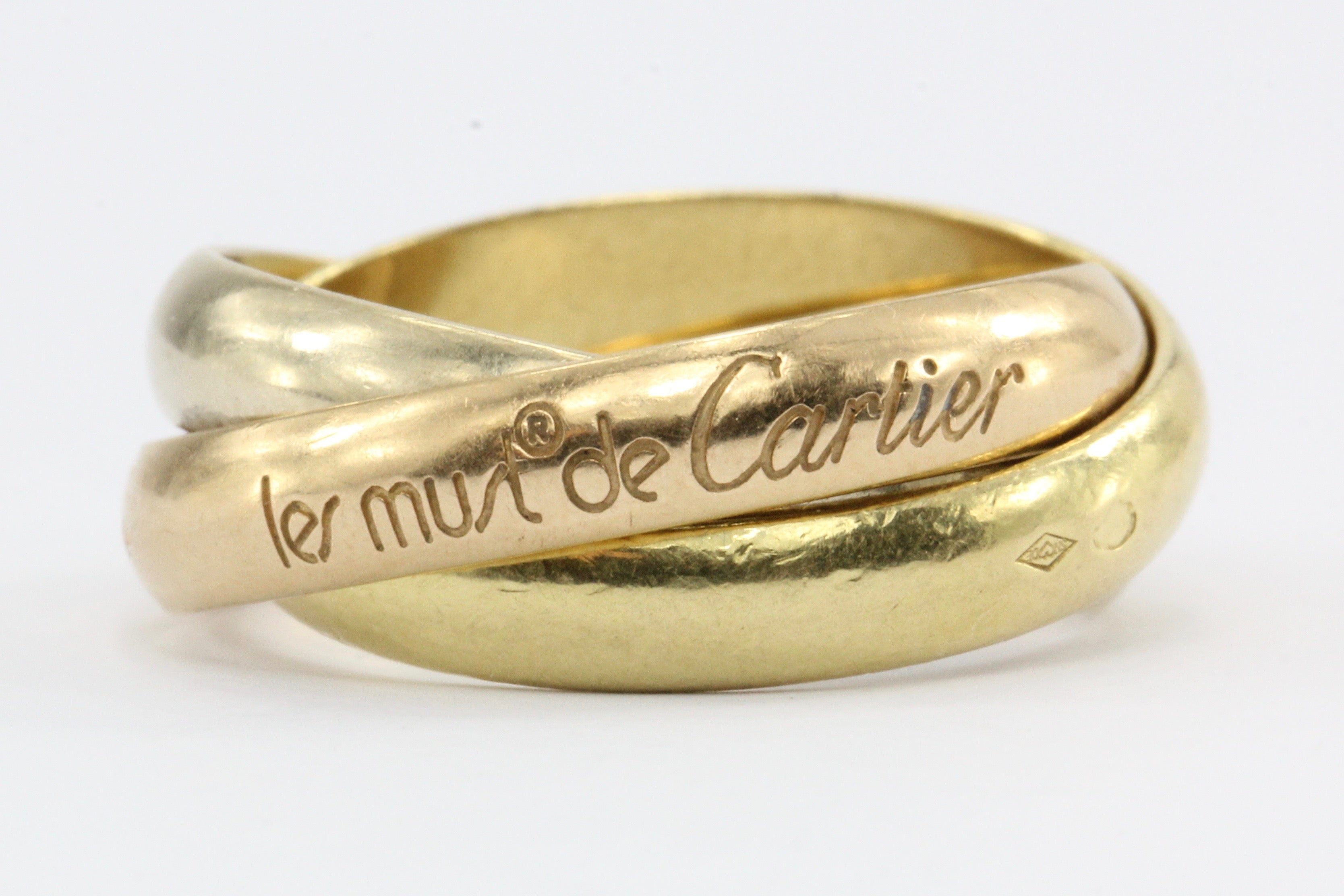 Cartier Must de 18K Gold Trinity Ring Band Size 6 - Queen May