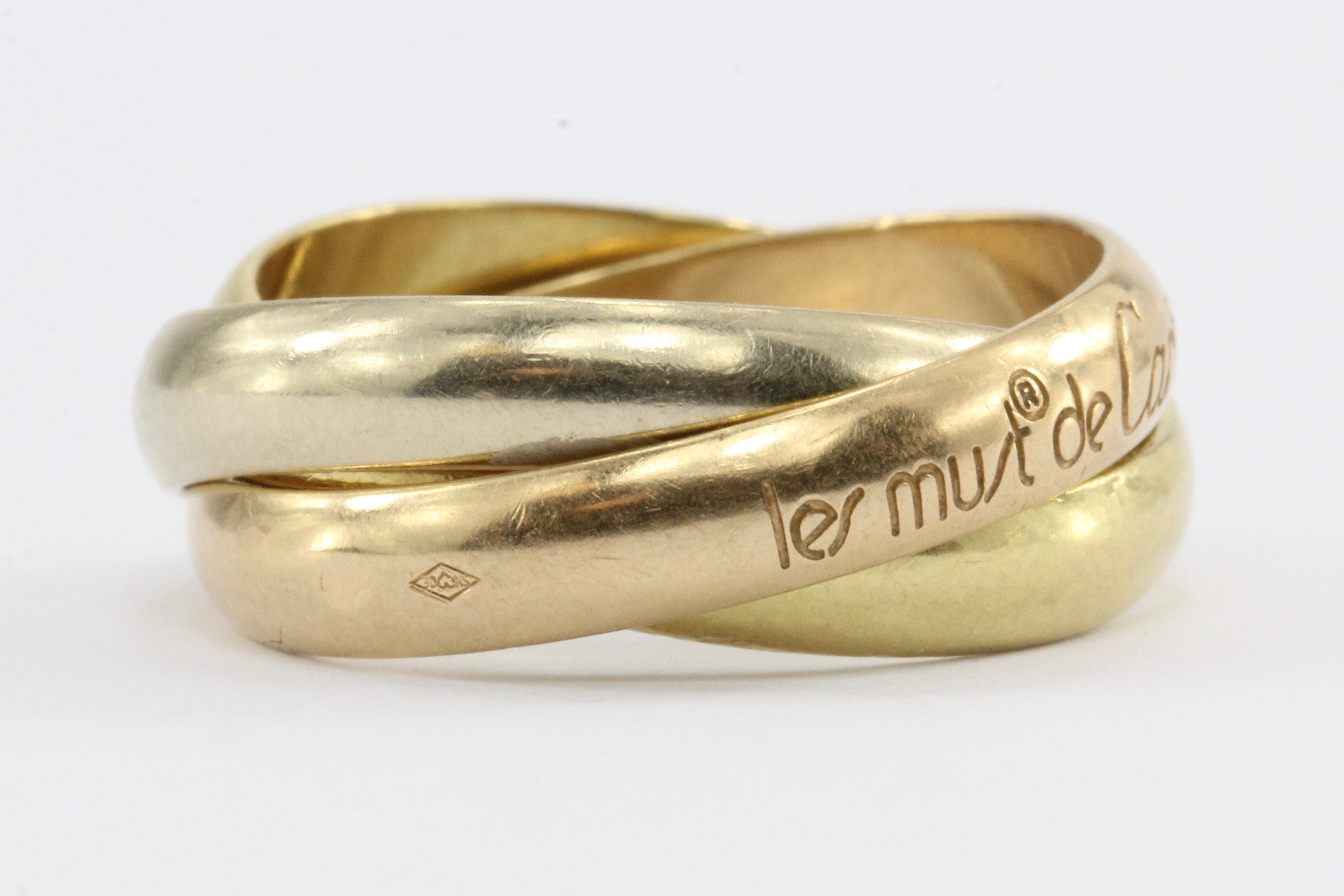 Cartier Must de 18K Gold Trinity Ring Band Size 6 - Queen May