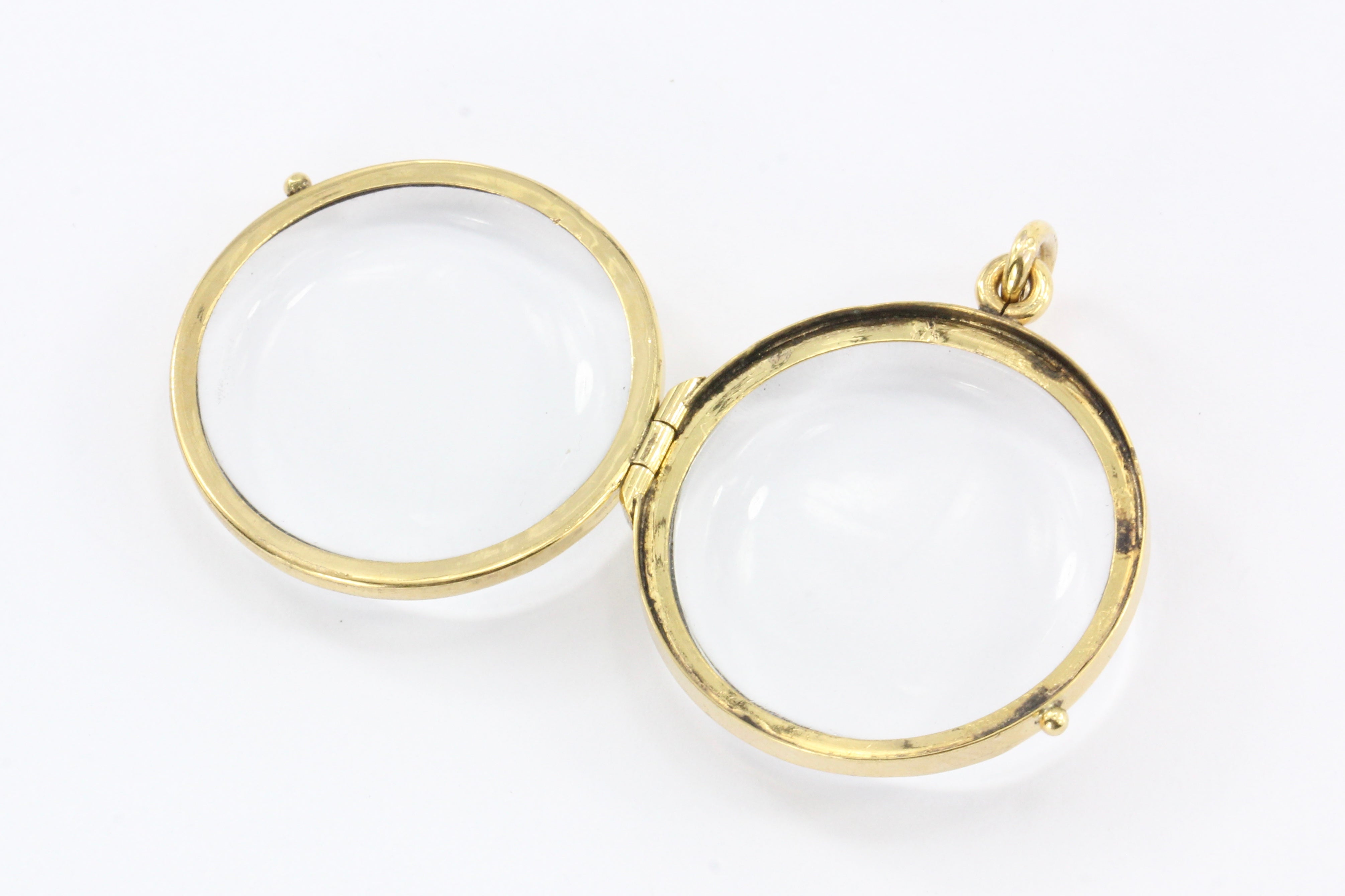 Antique 9ct Victorian Glass Gold Locket - Queen May