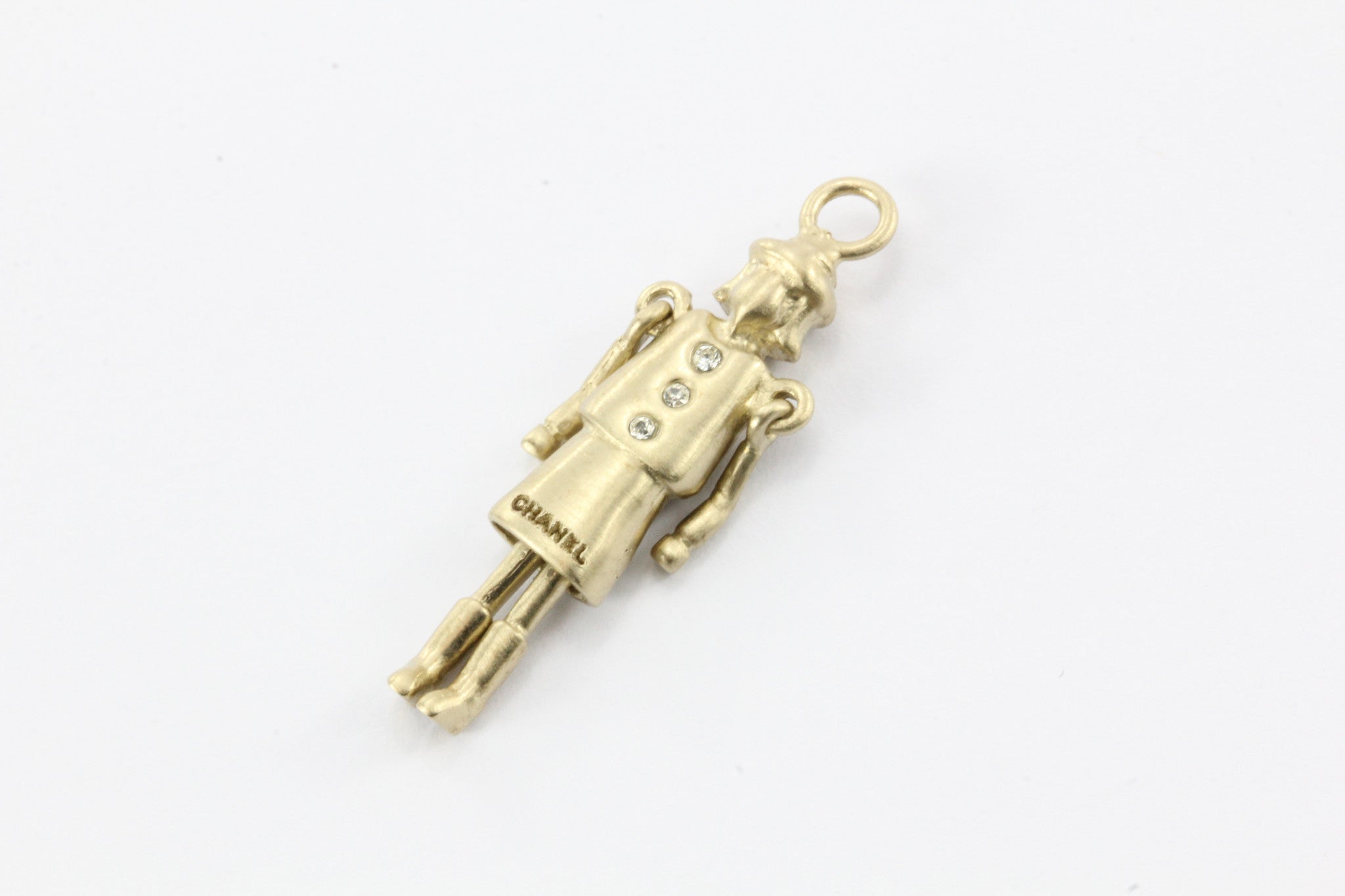 CHANEL Lady Coco Charm / Pendant Silver Tone w/ crystal Buttons - Queen May