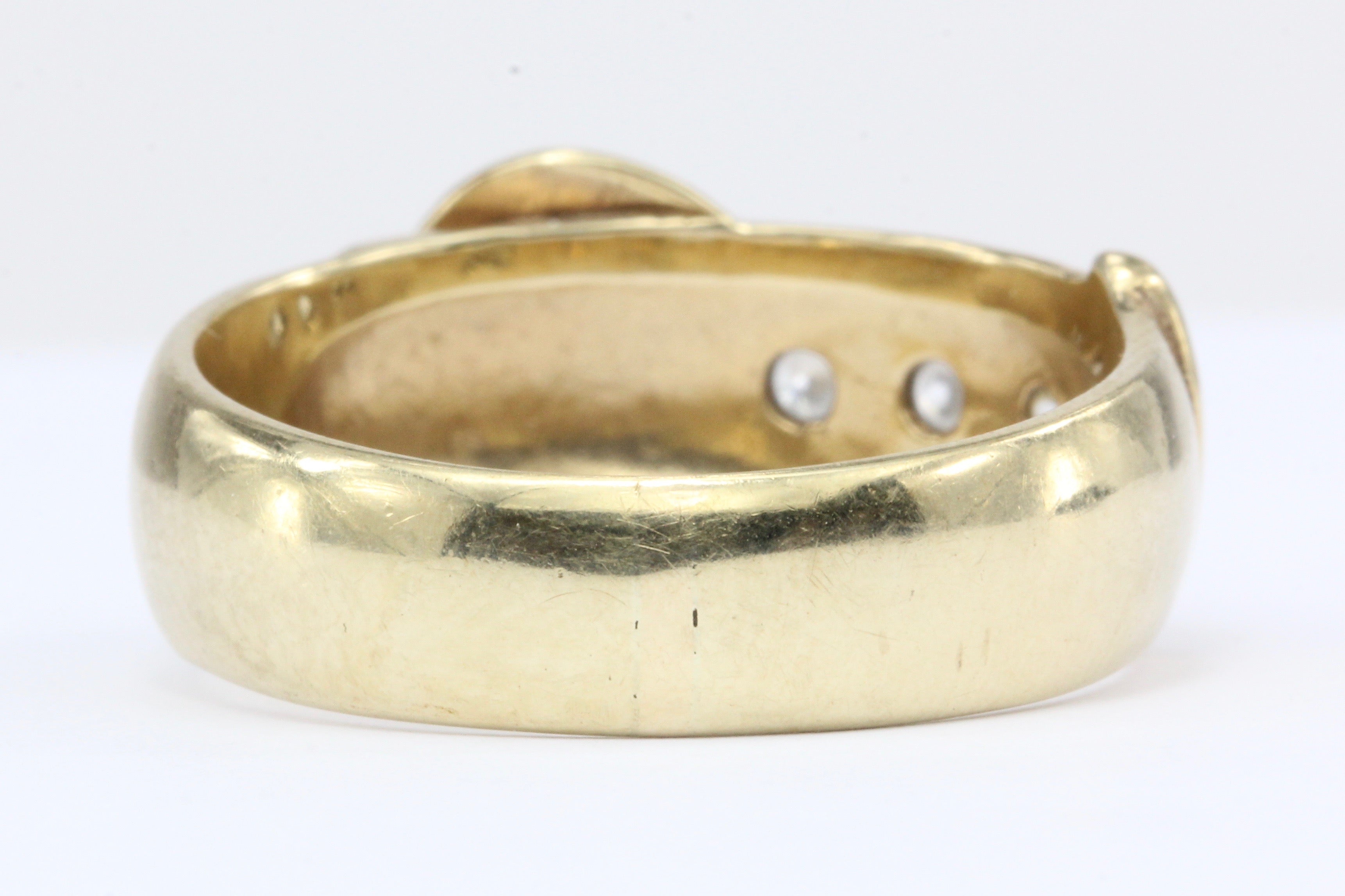 Vintage 9K Yellow Gold English Belt Ring Band - Queen May