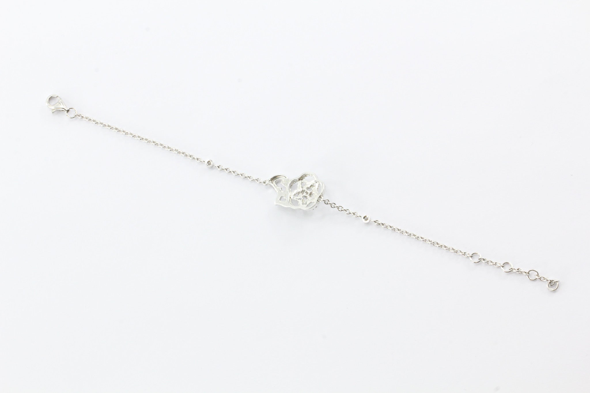 New CHANEL Camelia Brode 18K White Gold & Diamond Bracelet in Box - Queen May
