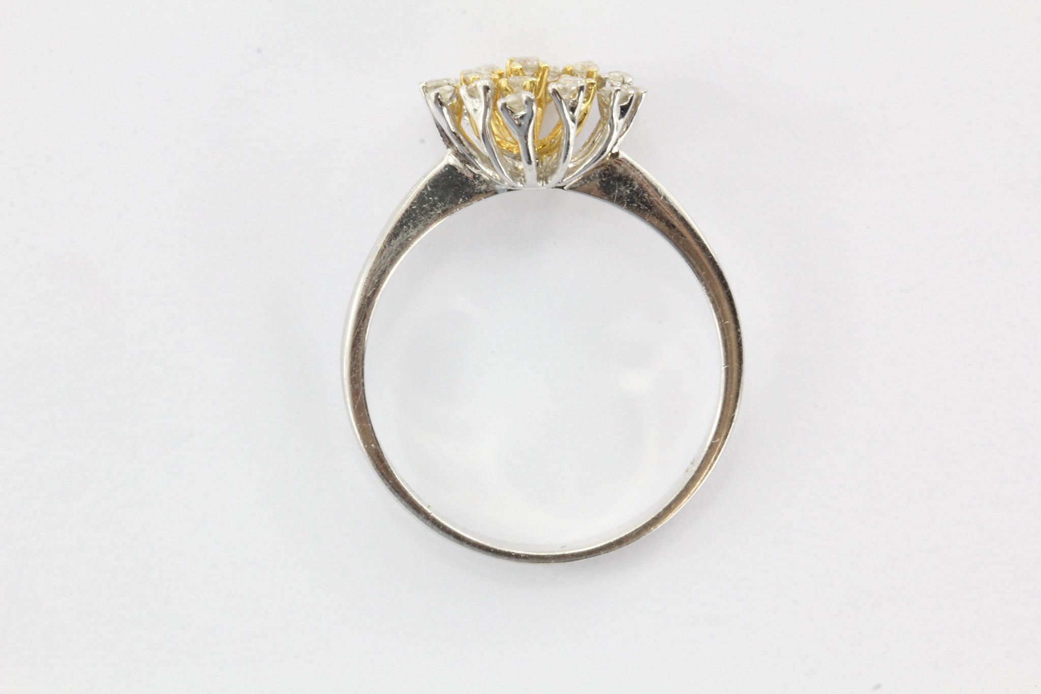 Vintage 14K White Gold Diamond Cluster Ring - Queen May