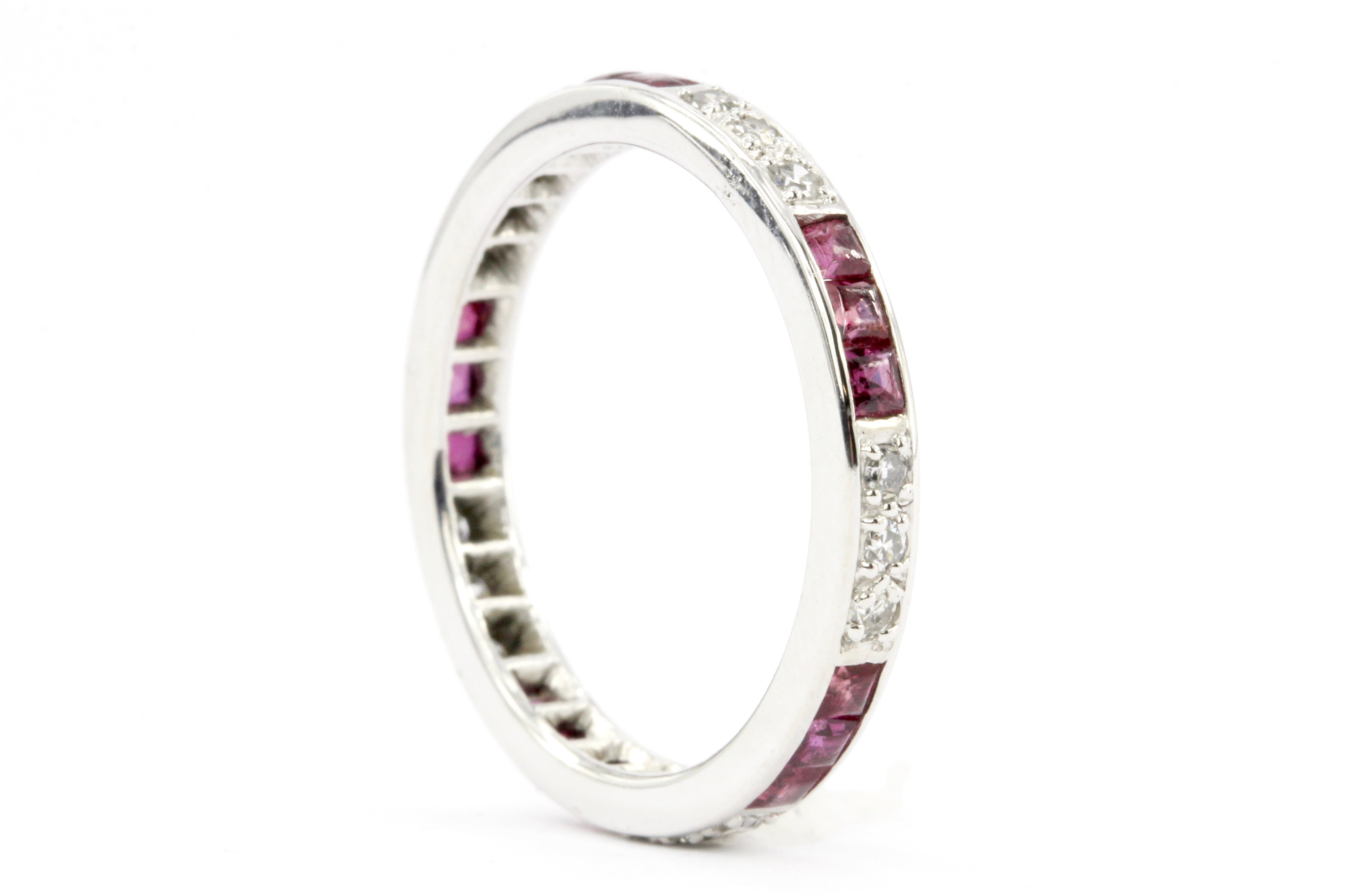 Platinum Art Deco 1CTW Ruby & Diamond Eternity Band c.1920's - Queen May