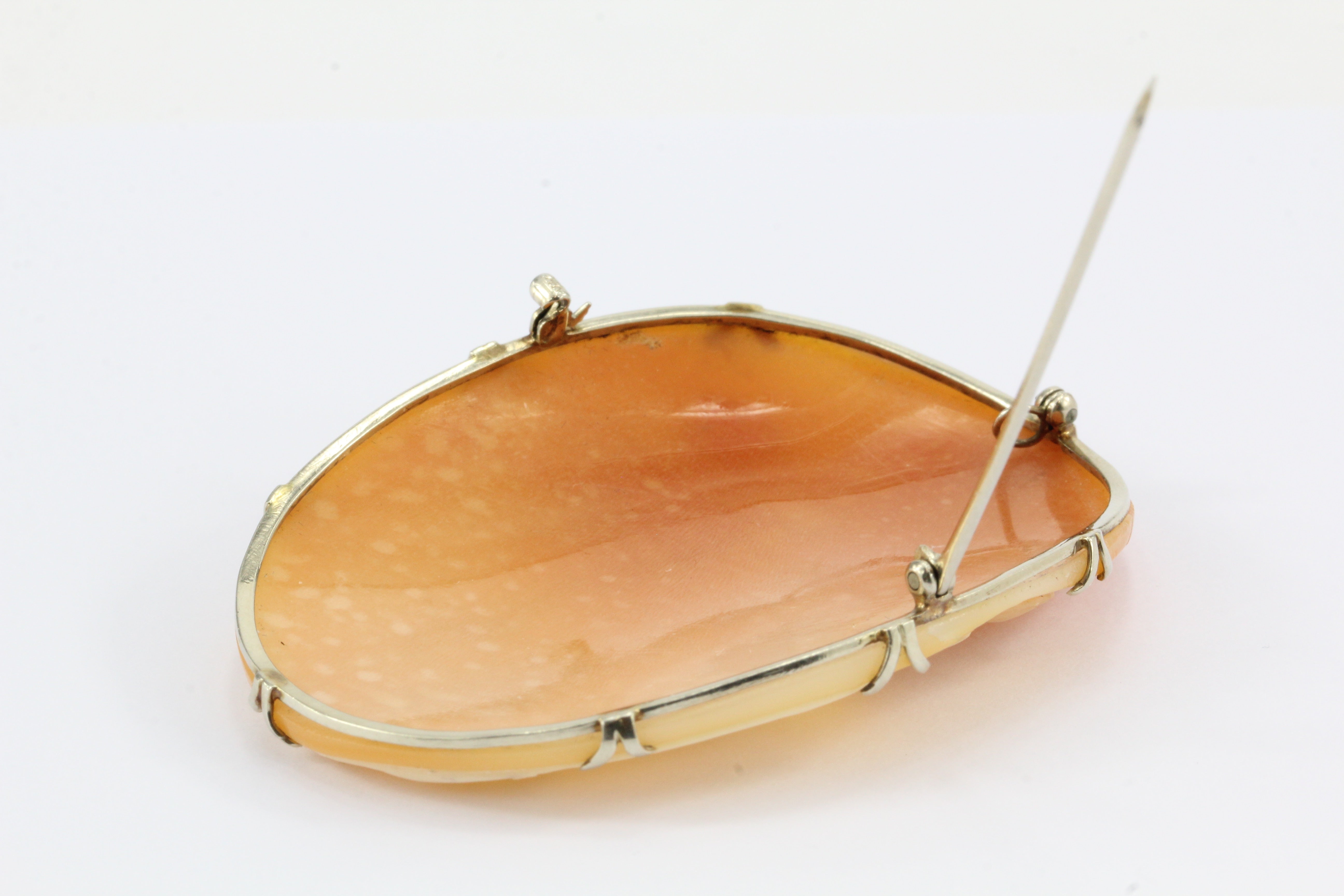 Victorian 14K White Gold Large Three Graces Carved Cameo Pendant/ Brooch c.1890 - Queen May