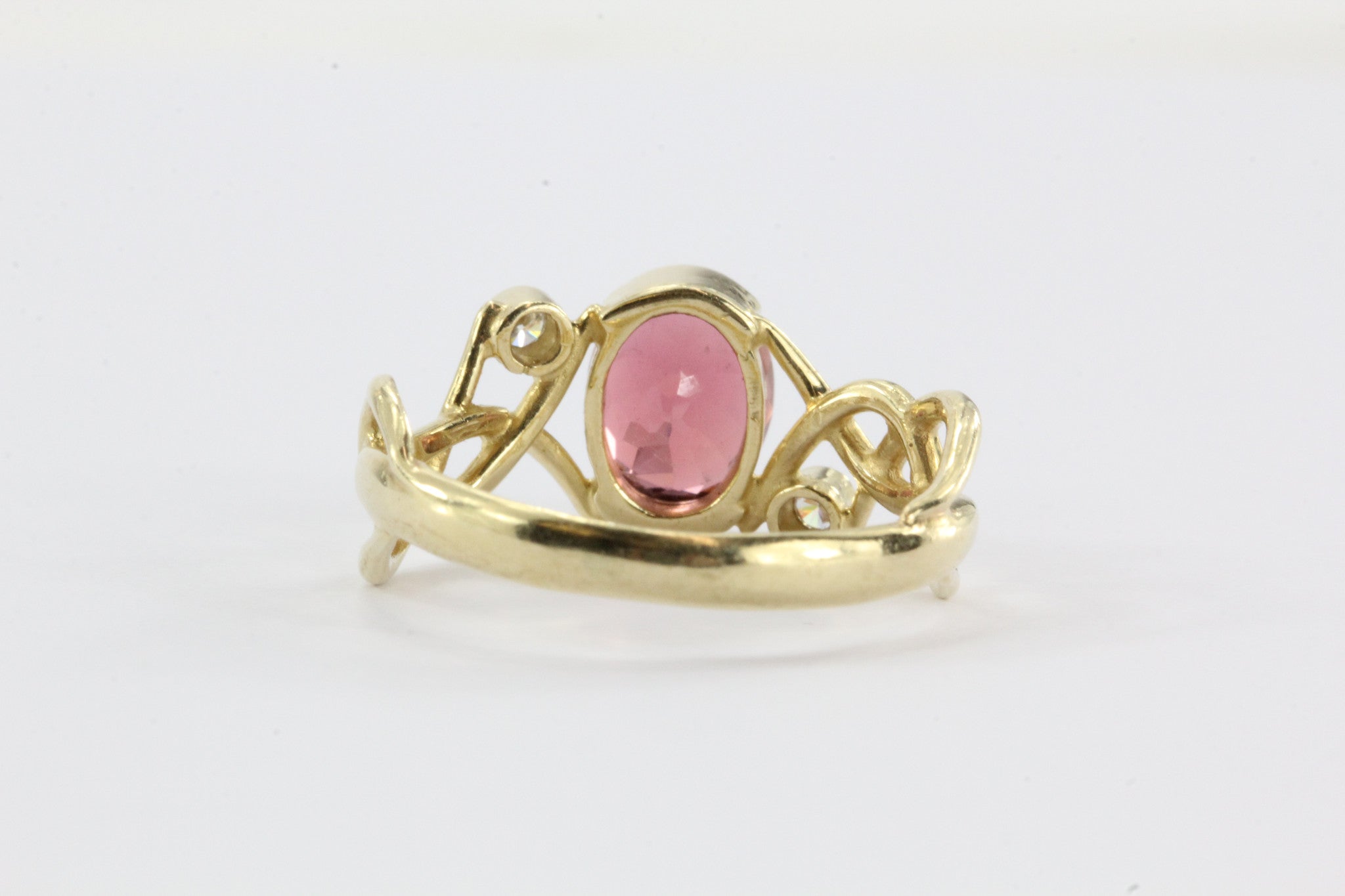 14k Gold Pink Tourmaline And Diamond Ring - Queen May