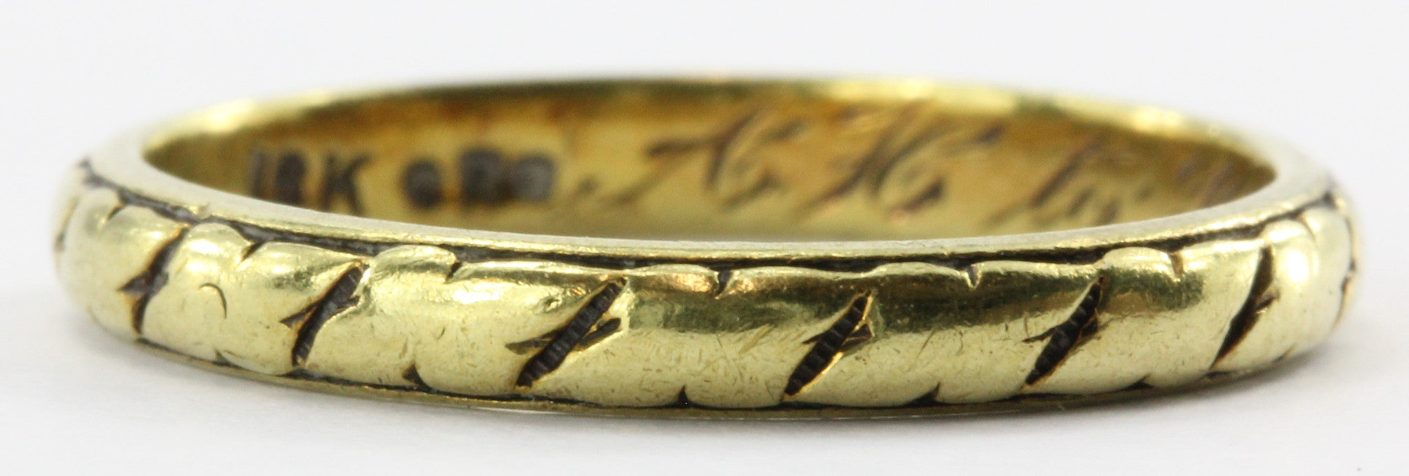 Art Deco 18K Yellow Gold Wedding Band Circa 1921 - Queen May