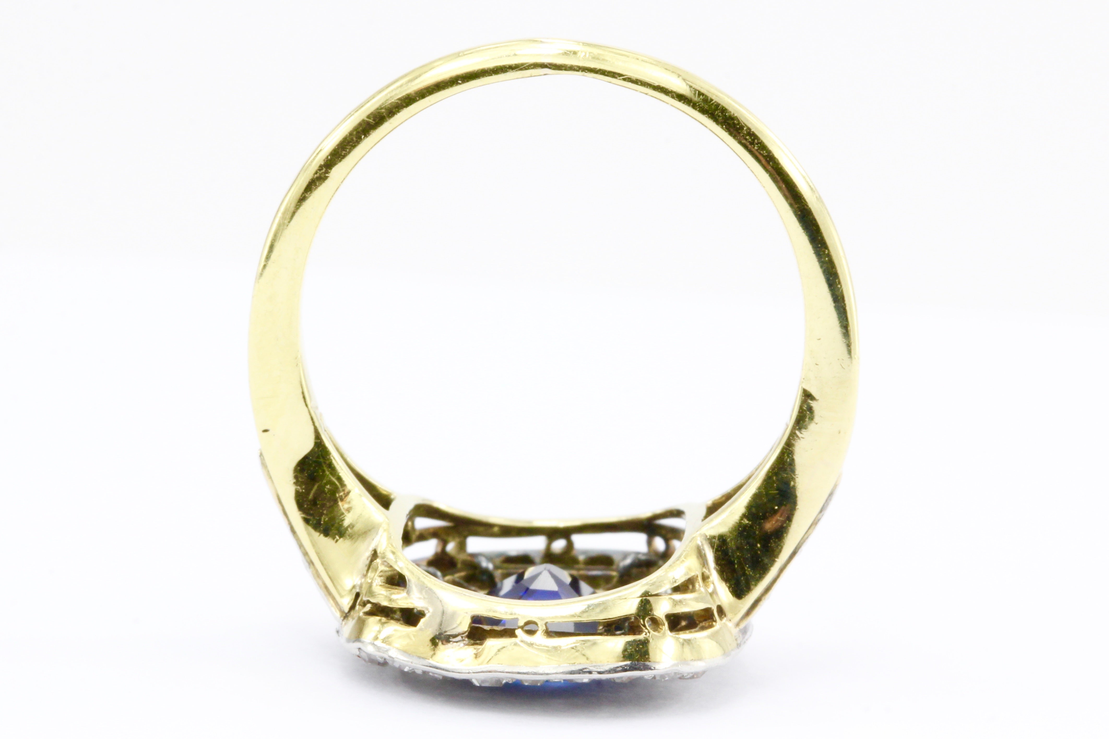 GIA Certified Edwardian 18k Natural No Treatment 1.75 Carat Australian Sapphire & Diamond Ring - Queen May