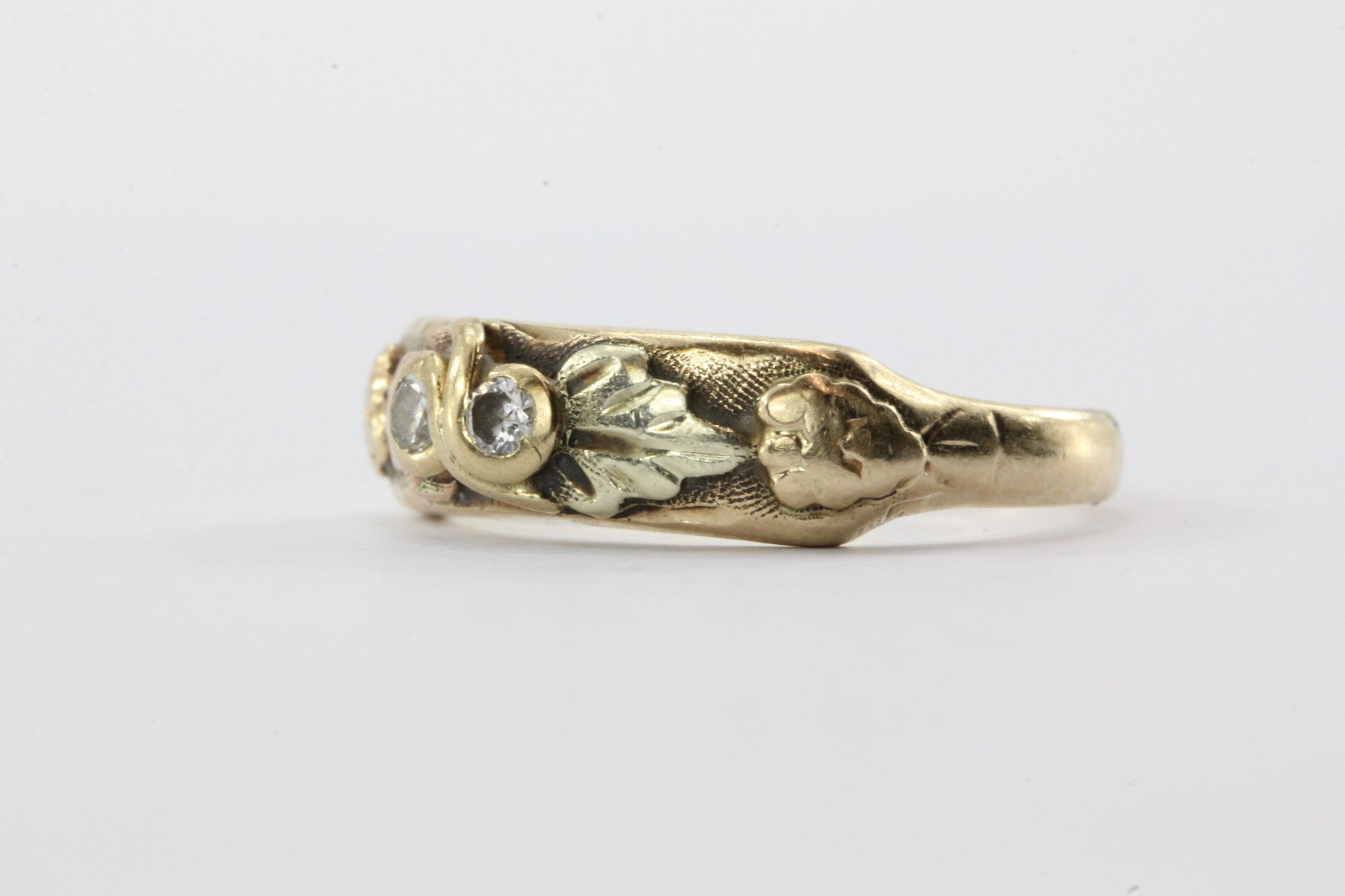 Vintage 10K Stamper Black Hills Gold & Diamond Engagement Ring - Queen May