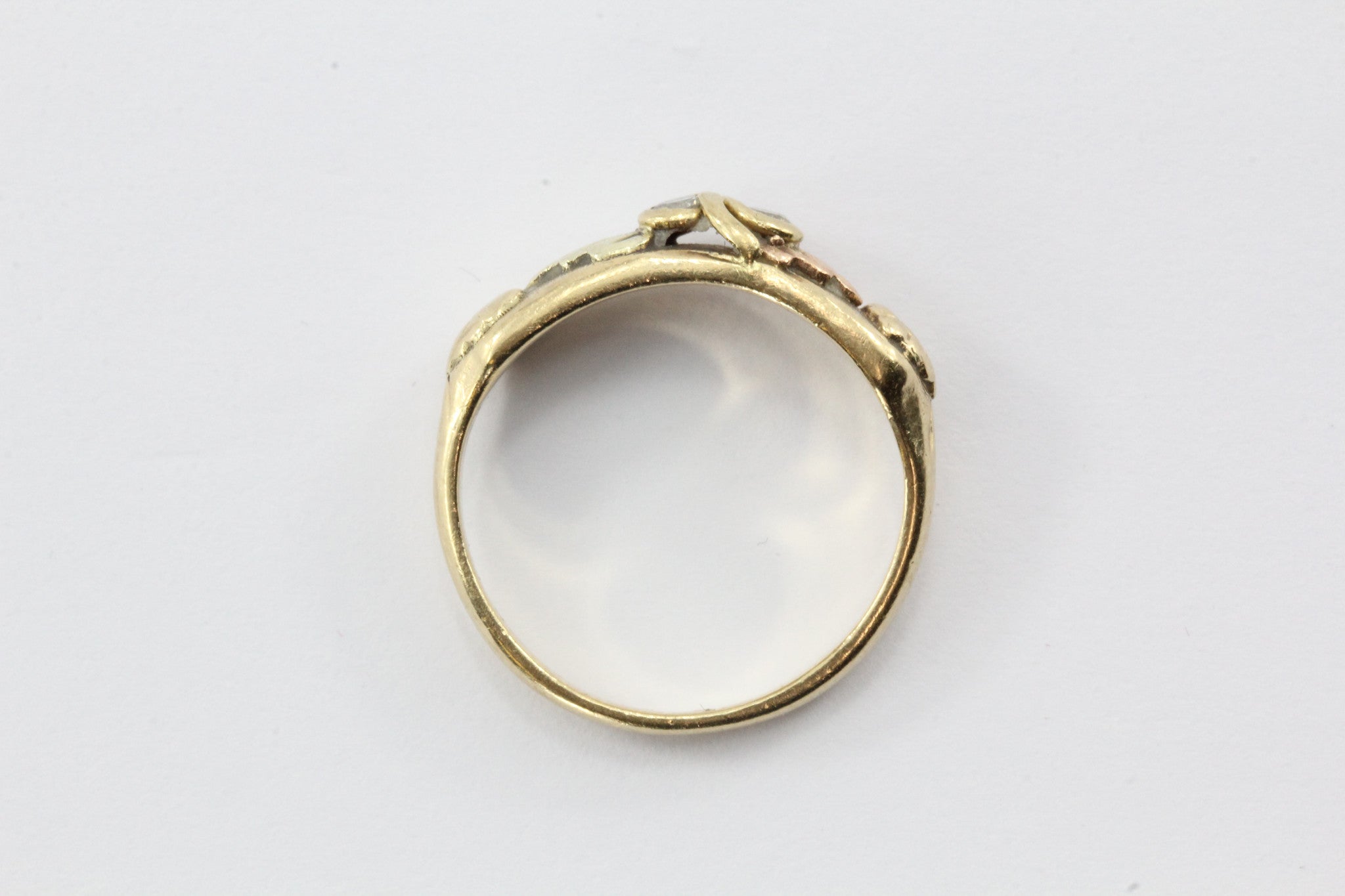 Vintage 10K Stamper Black Hills Gold & Diamond Engagement Ring - Queen May