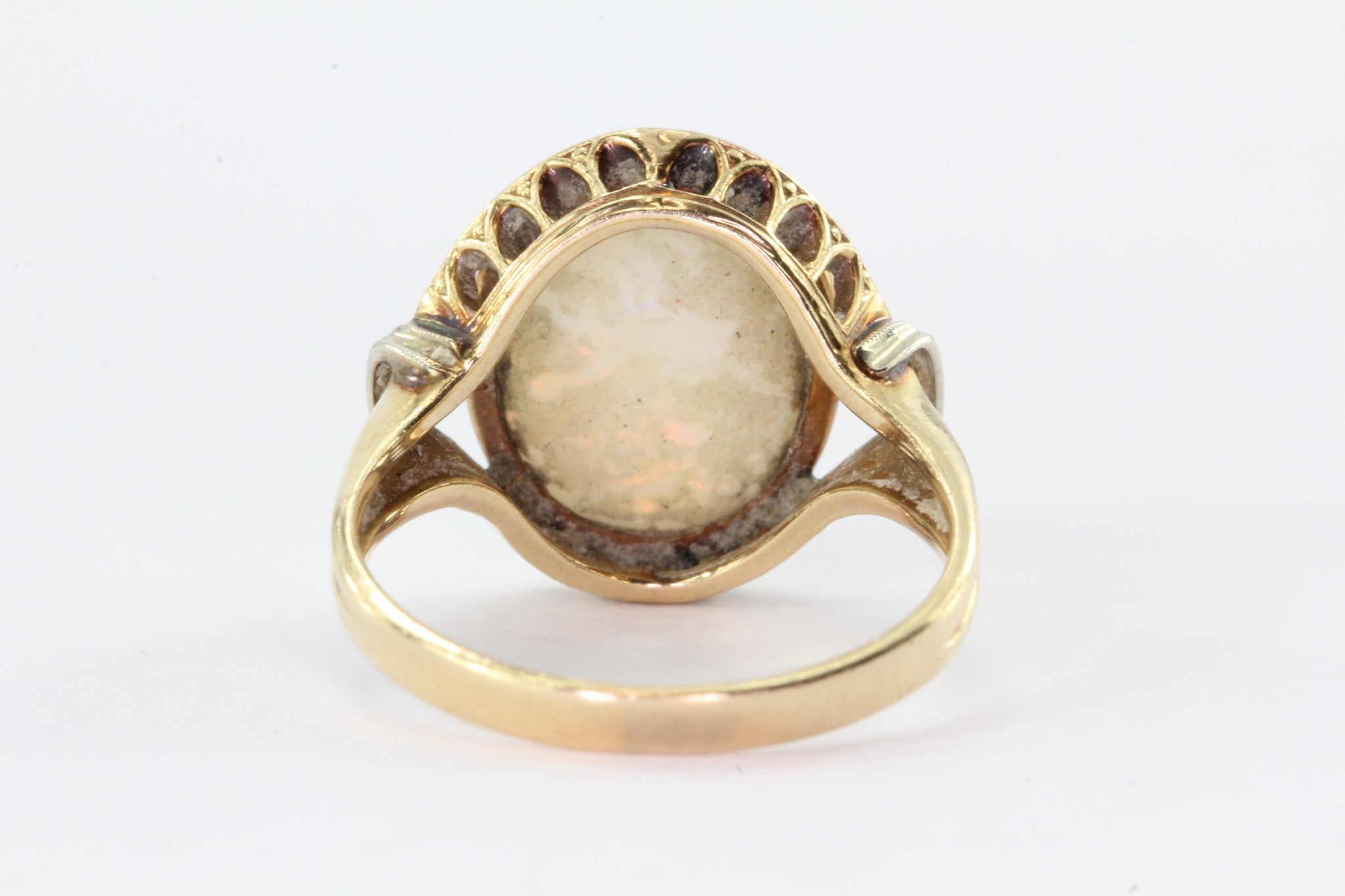 Antique Gothic Revival 14K Gold Opal & Diamond by Church & Co - Queen May