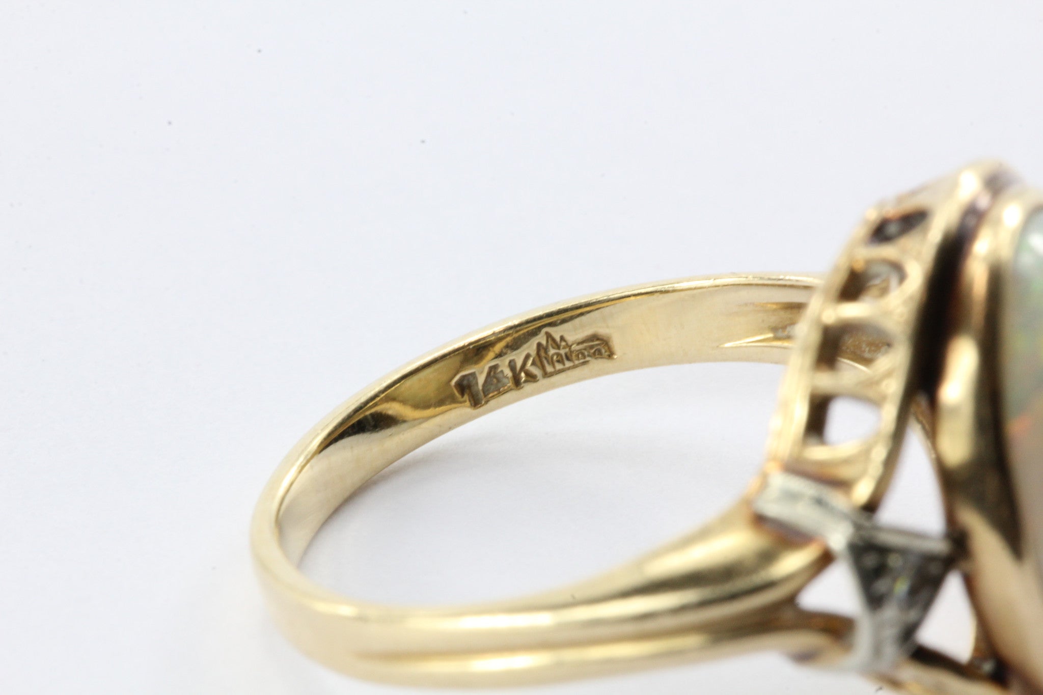 Antique Gothic Revival 14K Gold Opal & Diamond by Church & Co - Queen May