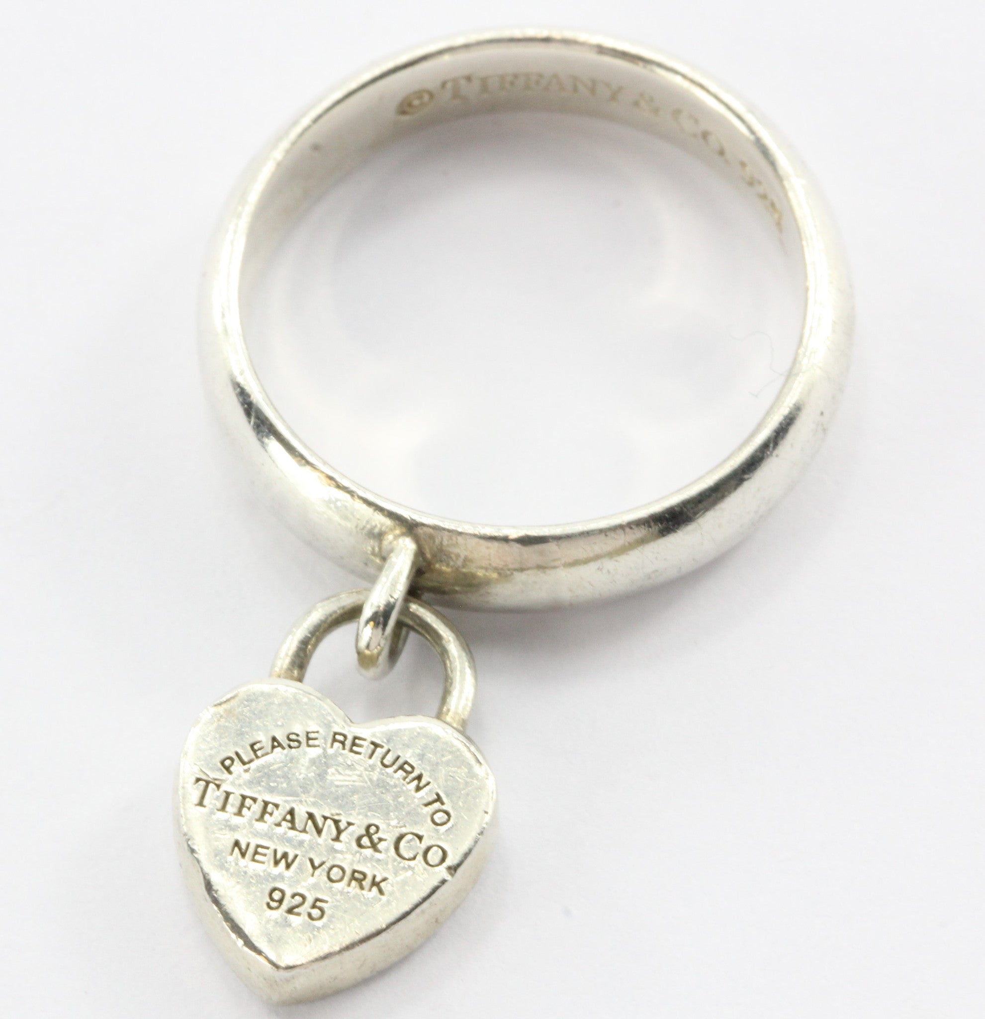 Tiffany & Co Sterling Silver Please Return To Tiffany Heart Tag Padlock Ring - Queen May