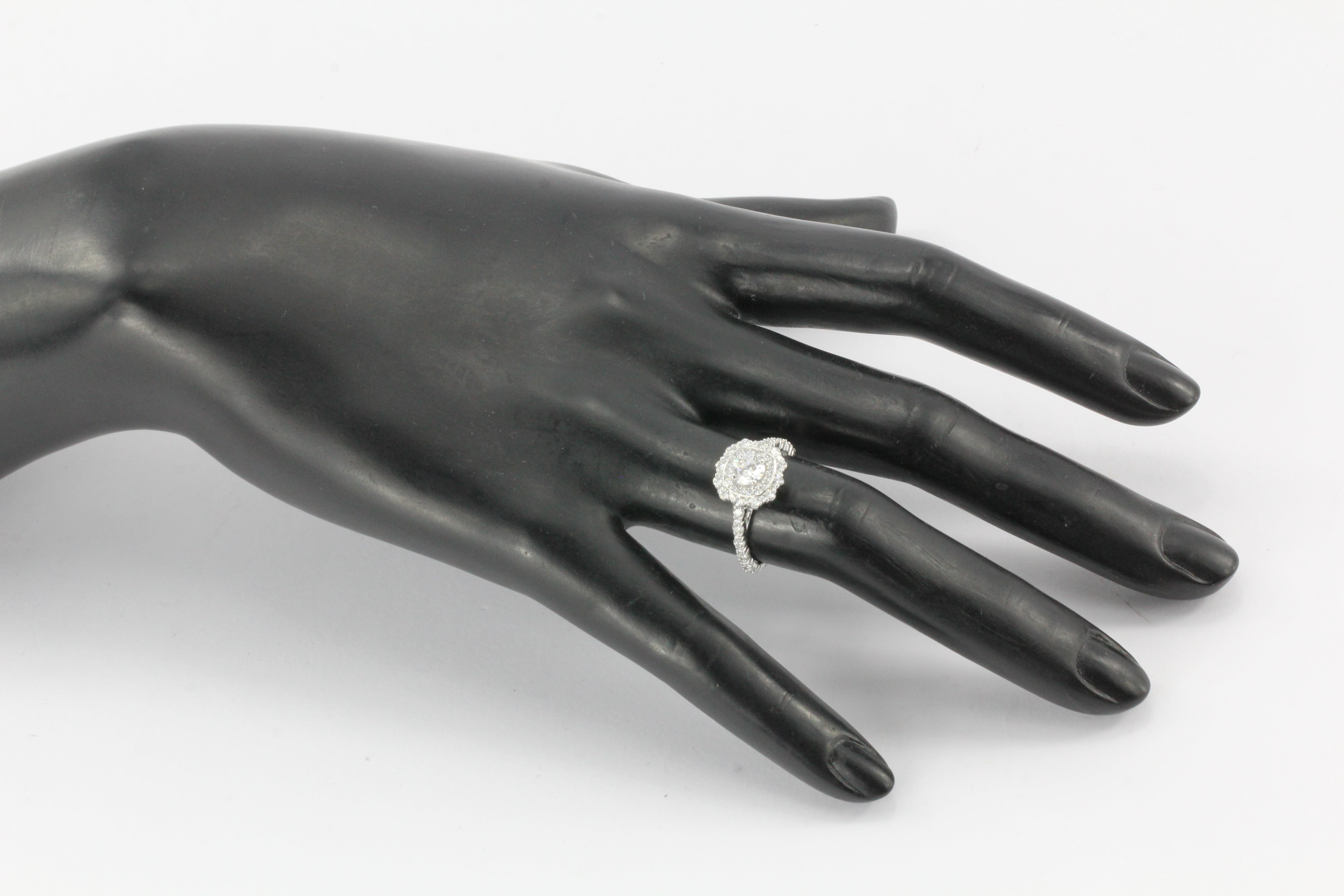 18K White Gold .52 CT Diamond Halo Engagement Ring - Queen May