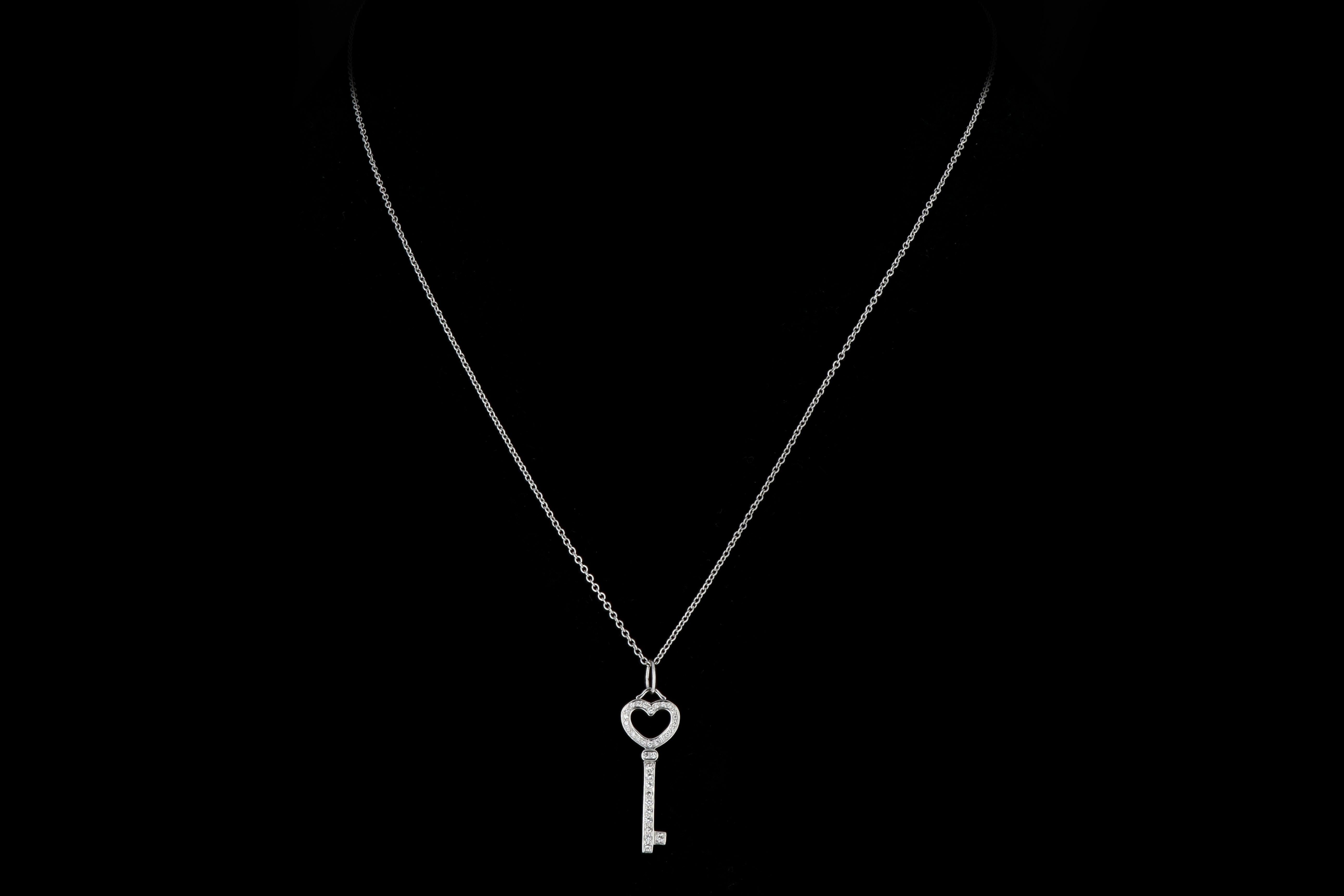 Tiffany Platinum Heart Key Diamond Pendant - Queen May
