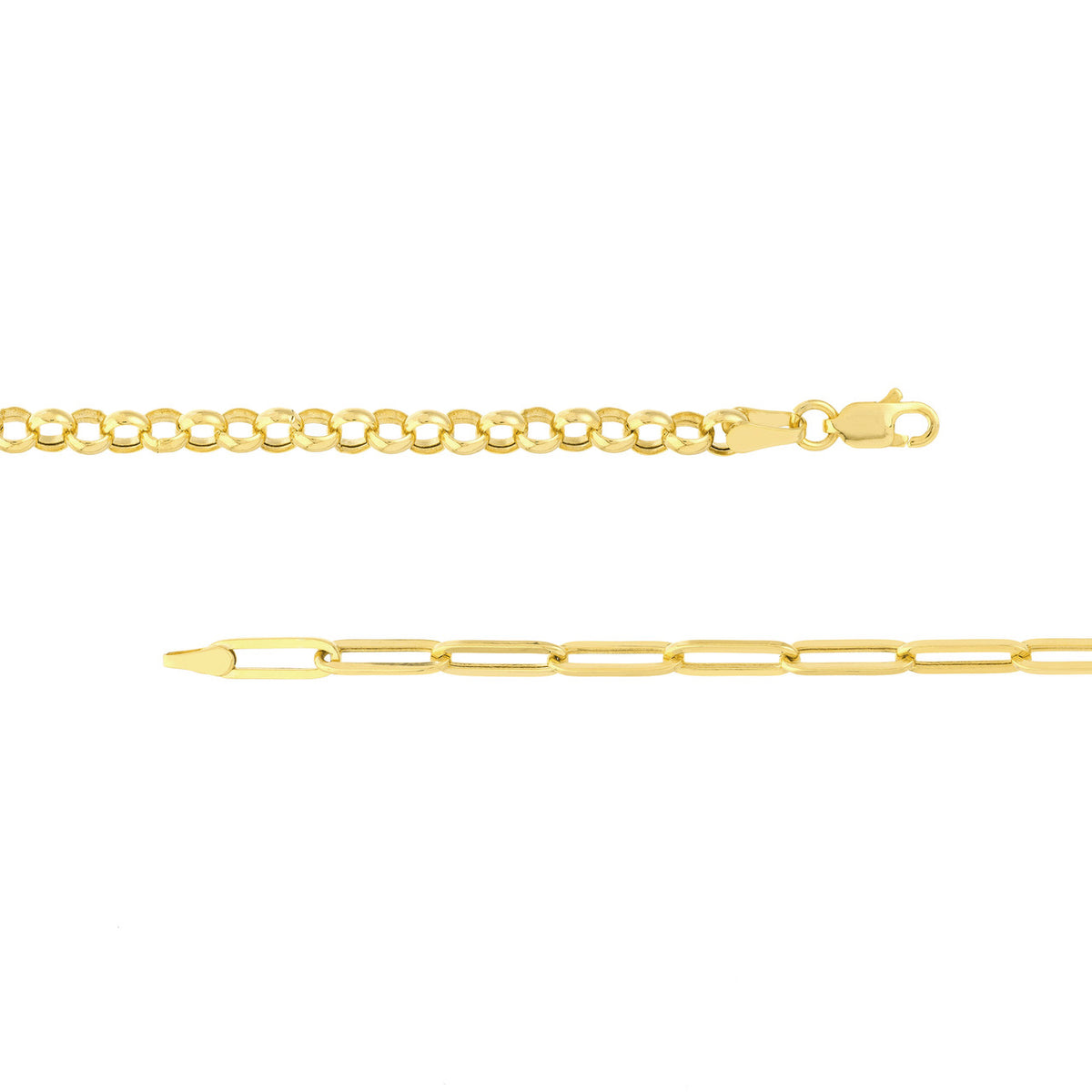 14K Yellow Gold 50/50 Paperclip + Rolo Chain Necklace - Queen May