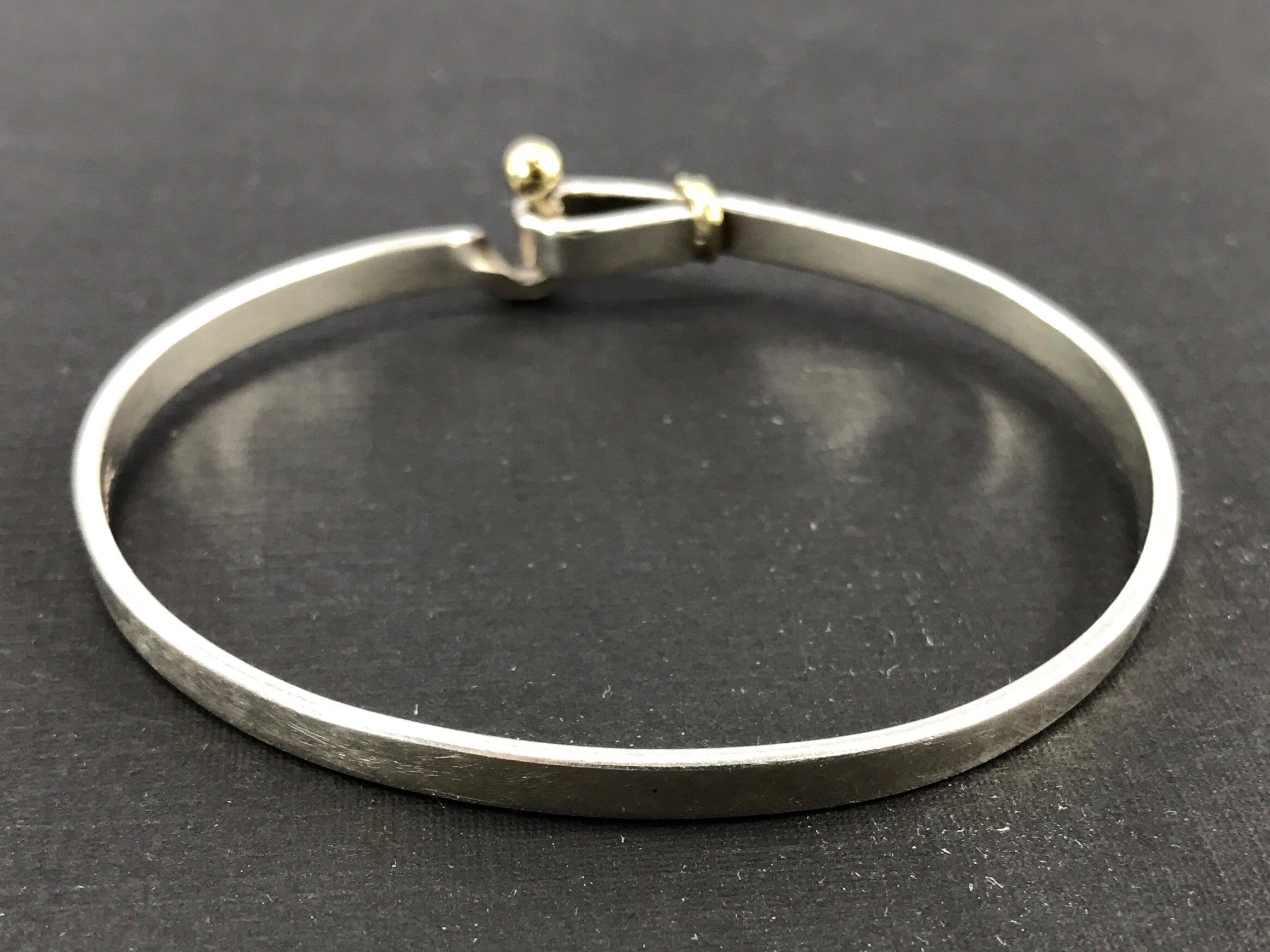 Tiffany & Co Sterling Silver & 18K Gold Hook Eye Bangle Bracelet - Queen May