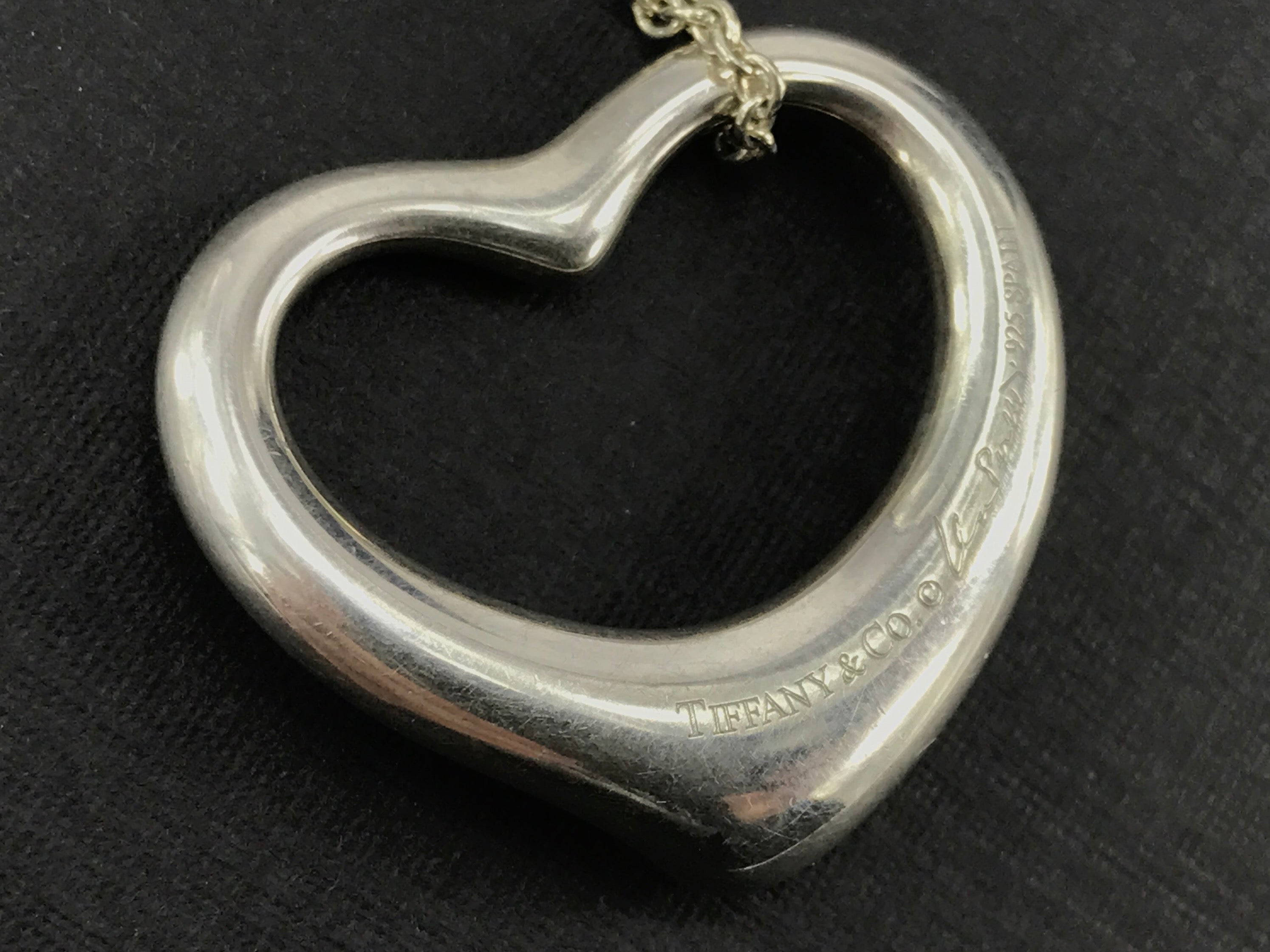 Tiffany & Co Elsa Peretti Sterling Silver Open Heart 27mm Necklace 18" - Queen May