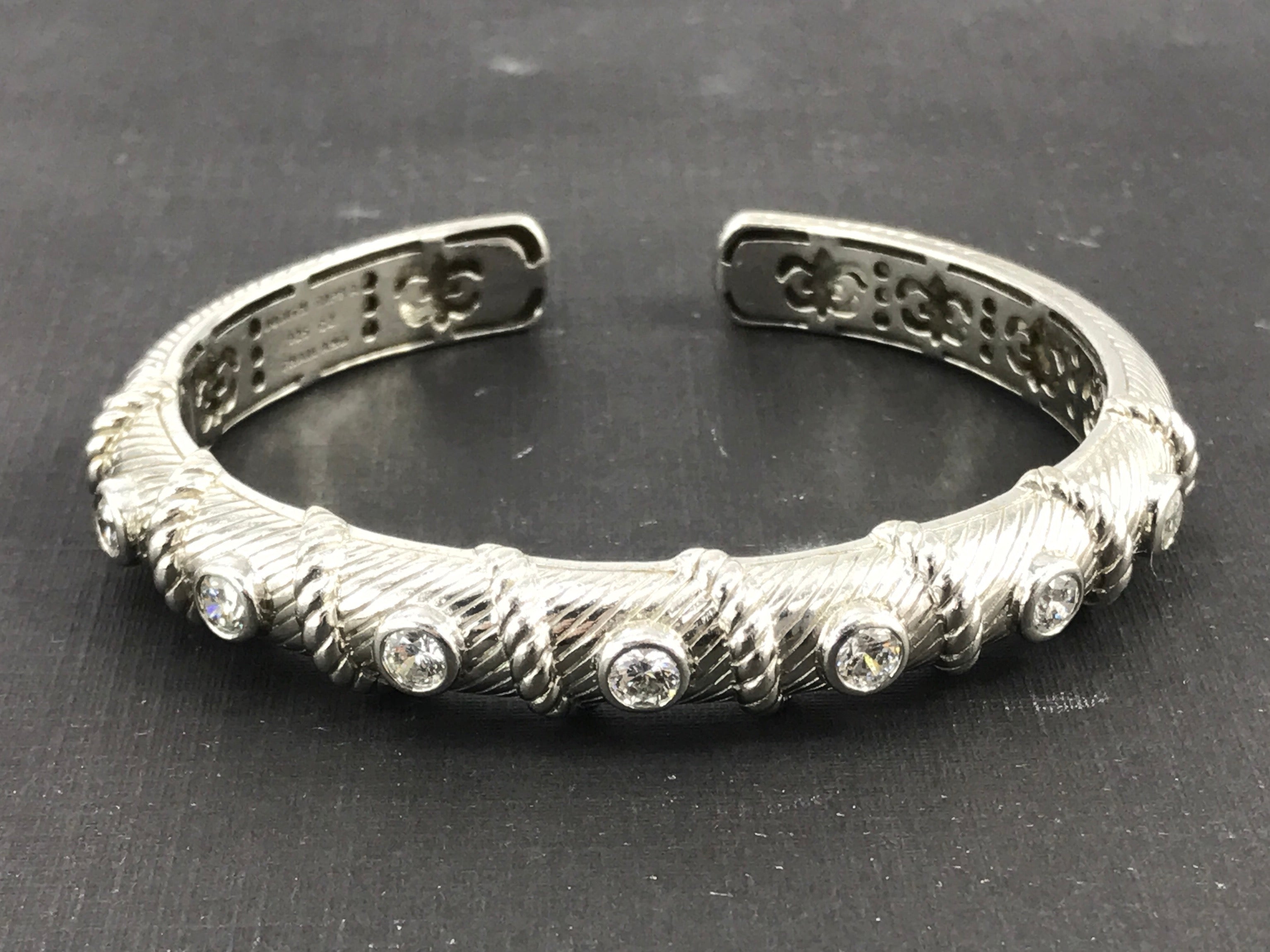 Judith Ripka 7 Station Bezel Set CZ Diamonique Cuff Bracelet - Queen May