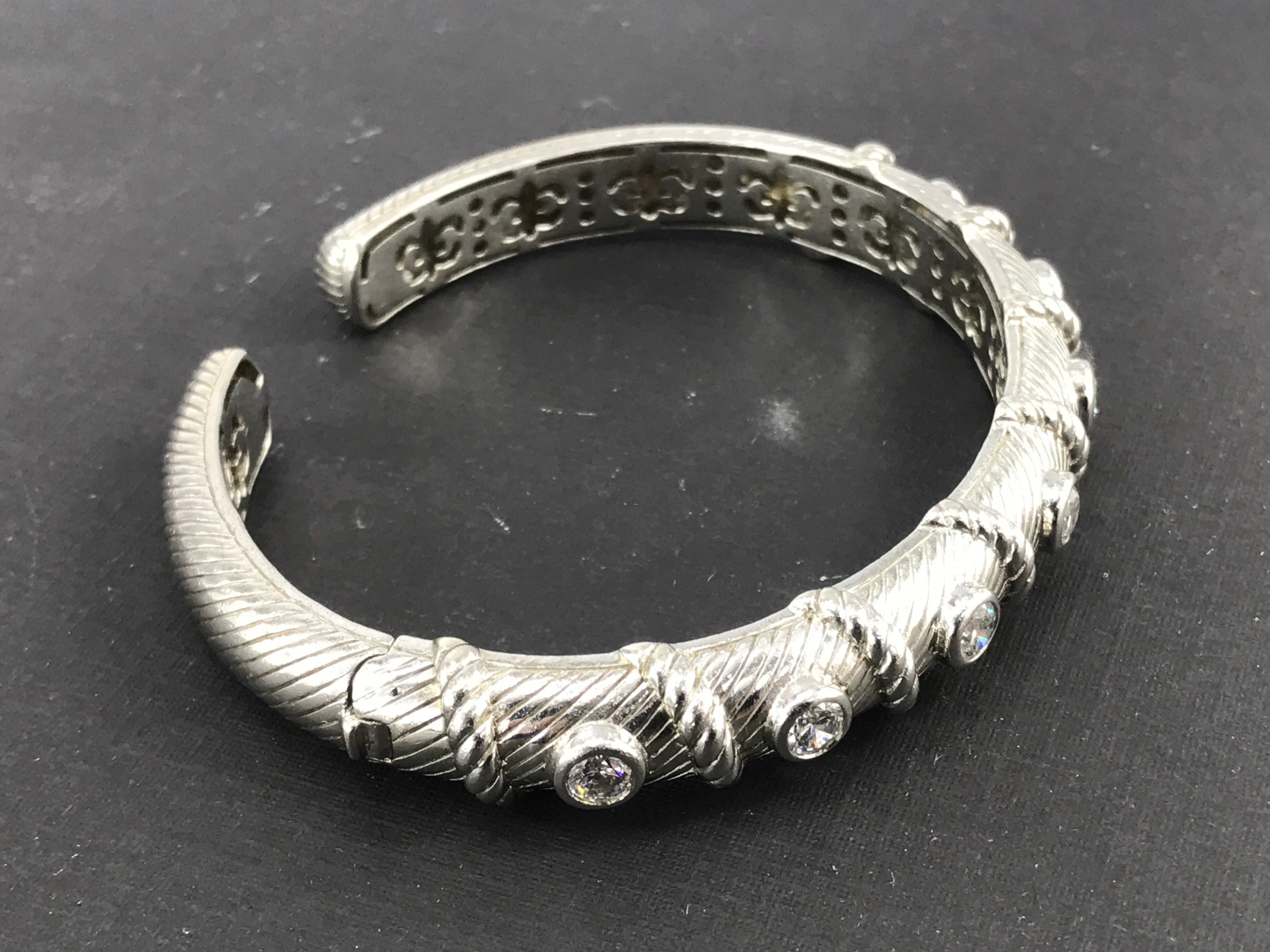 Judith Ripka 7 Station Bezel Set CZ Diamonique Cuff Bracelet - Queen May