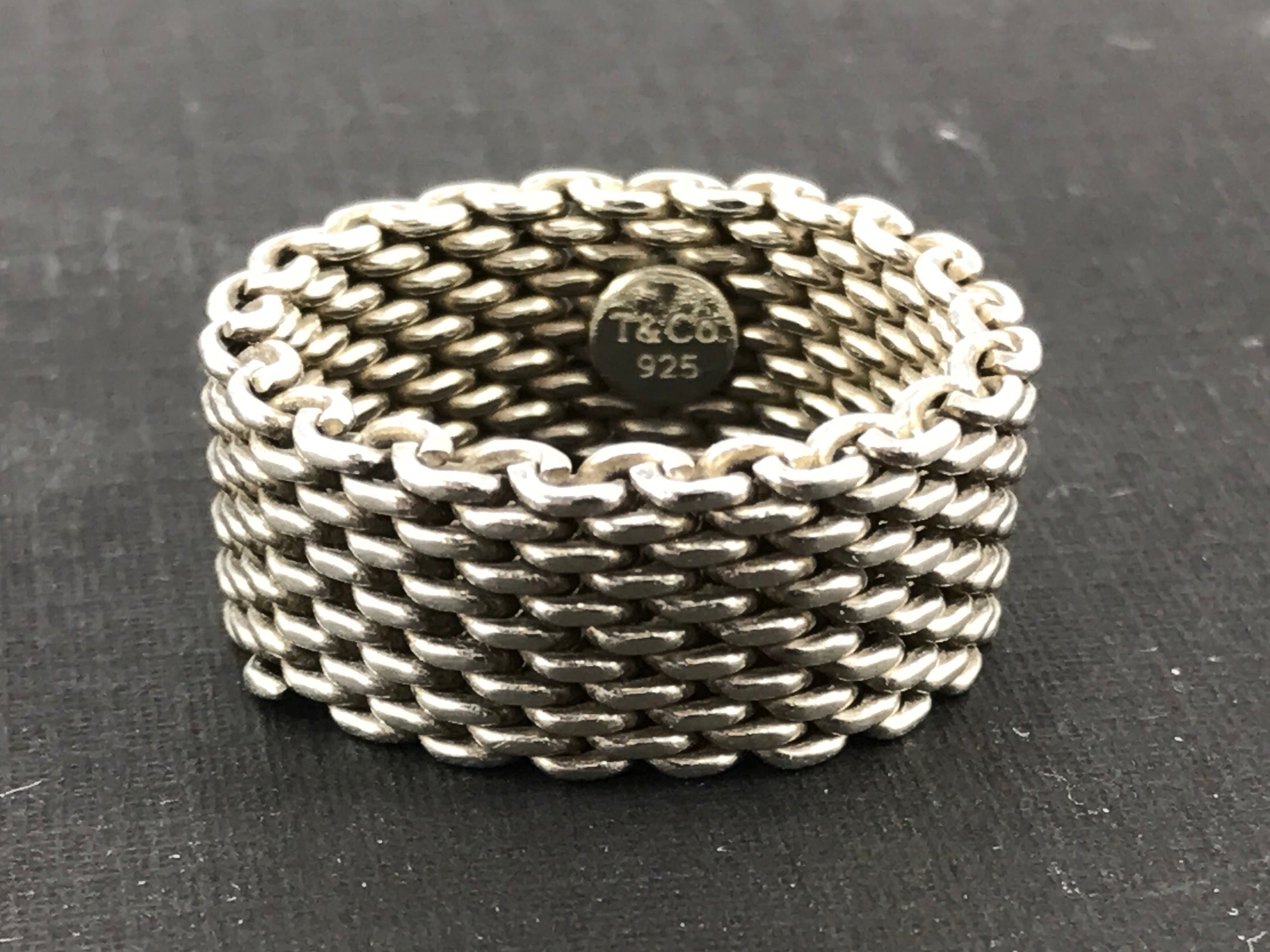 Tiffany & Co Somerset Sterling Silver Mesh Ring Band Size 9 - Queen May