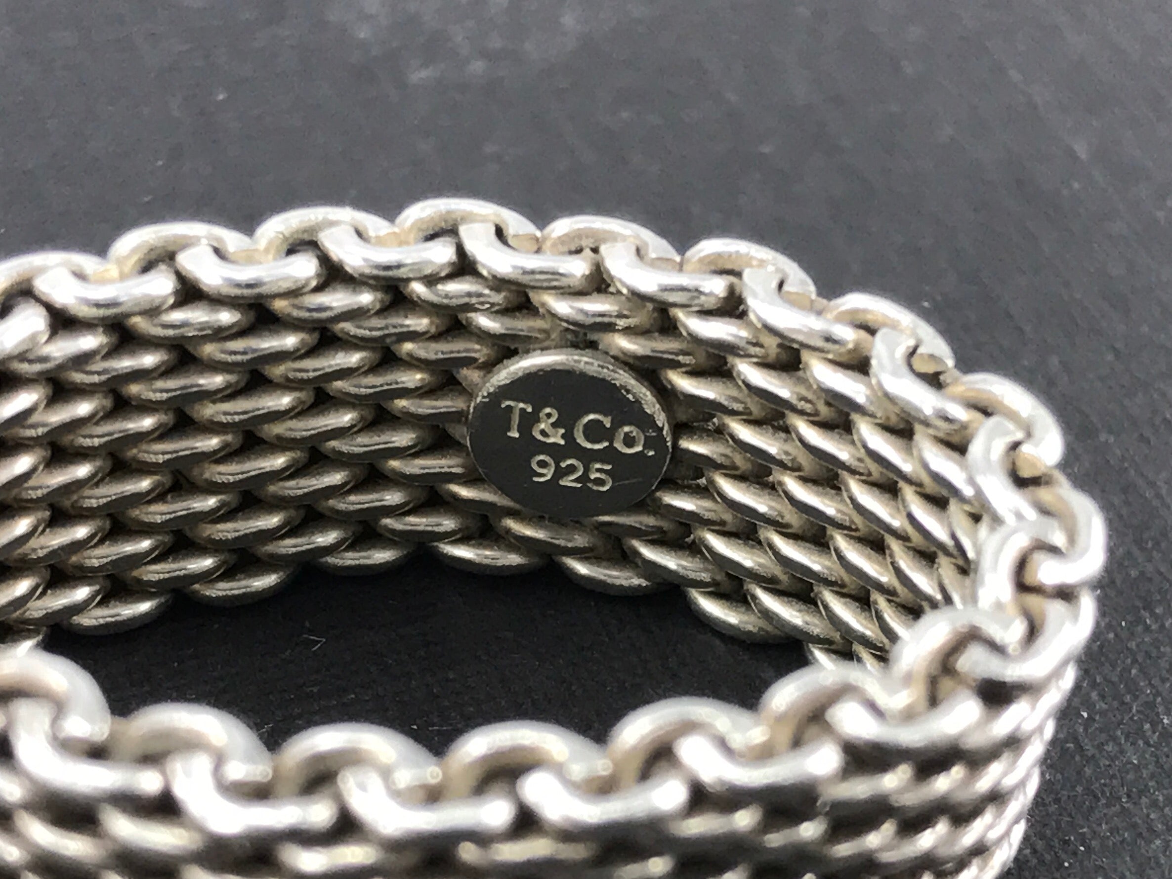 Tiffany & Co Somerset Sterling Silver Mesh Ring Band Size 9 - Queen May