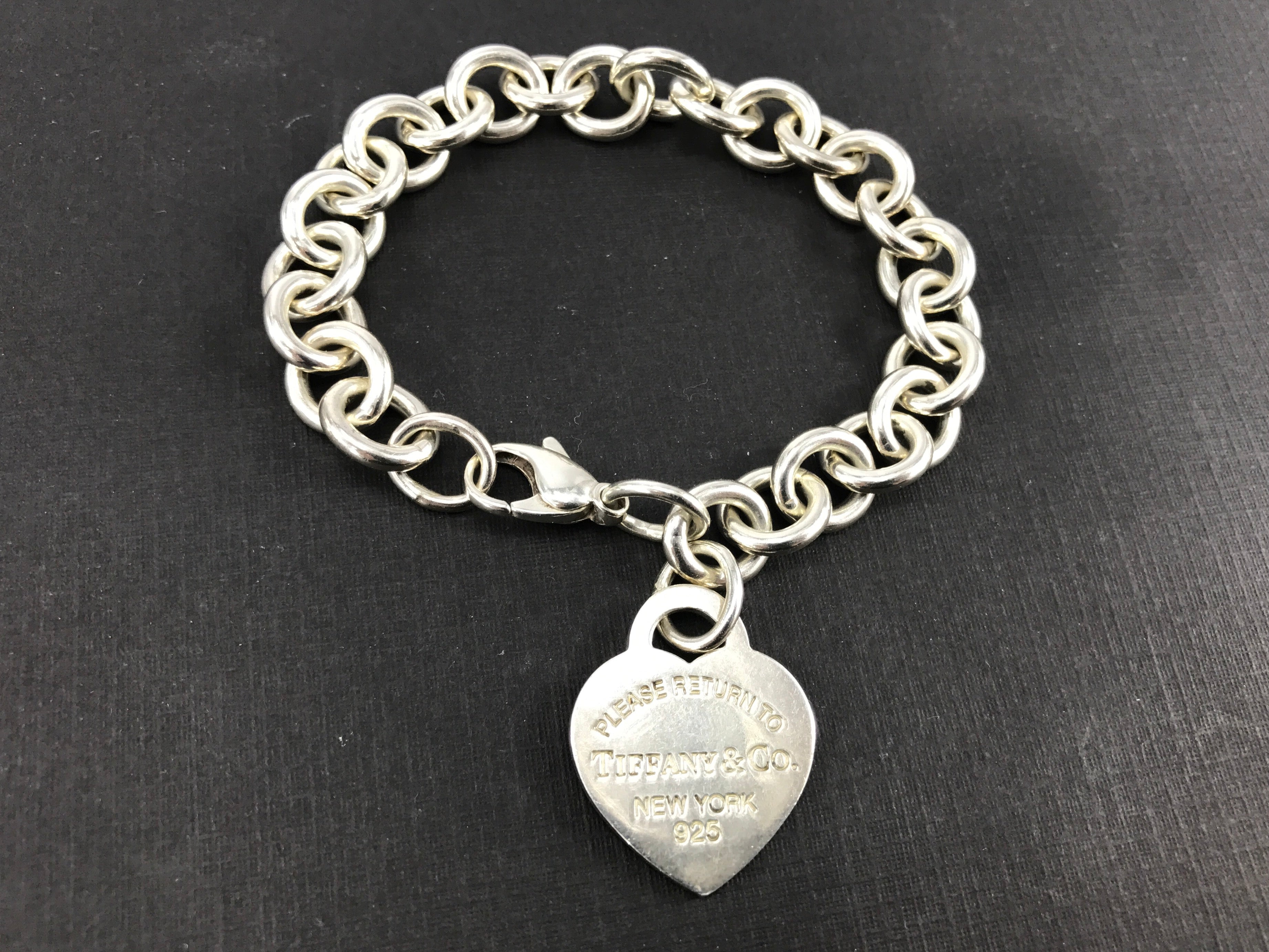 Tiffany & Co Sterling Silver Return to Tiffany Heart Tag Bracelet 7.5" - Queen May