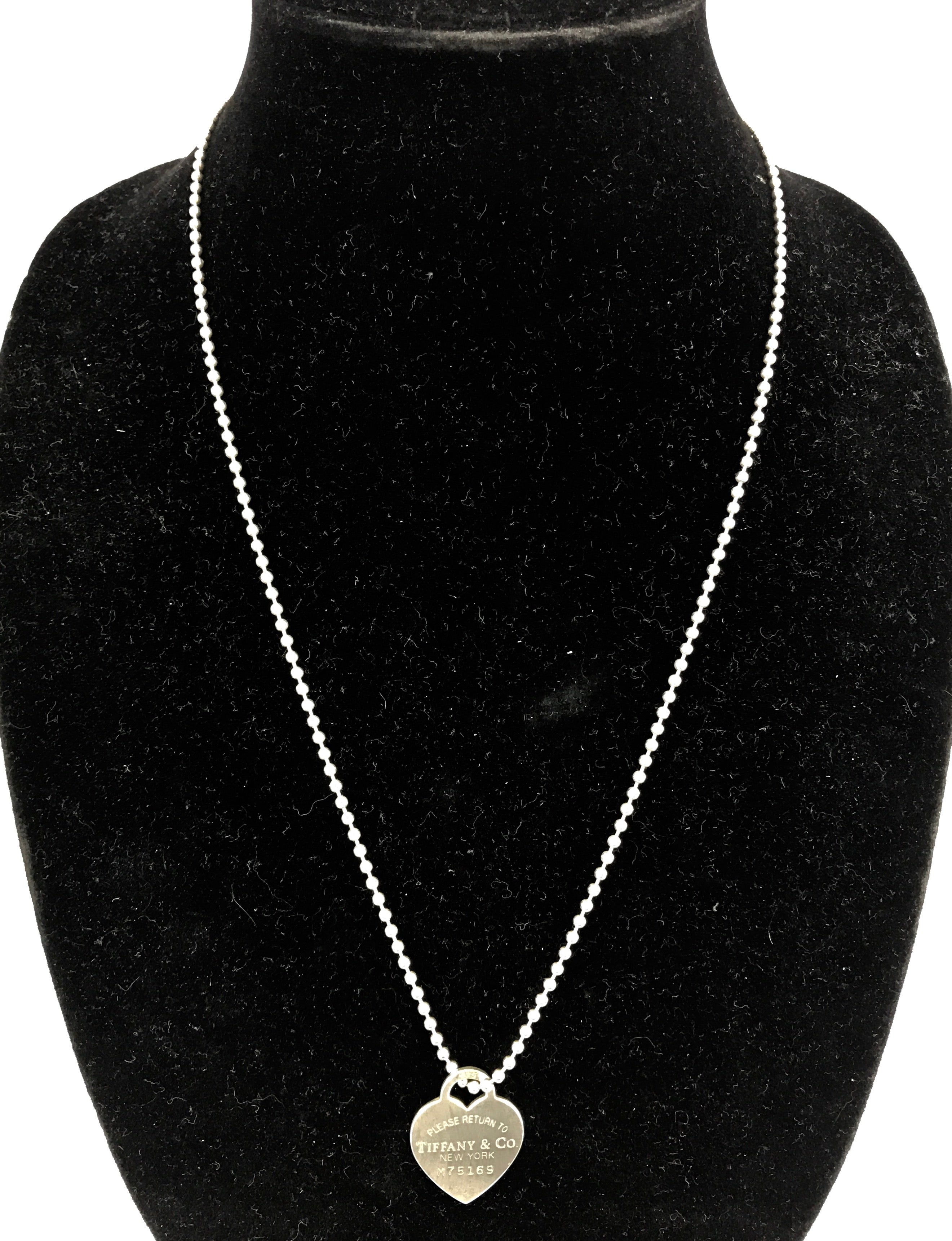 Tiffany & Co Sterling Silver Please Return To Heart Tag 34" Ball Bead Necklace - Queen May