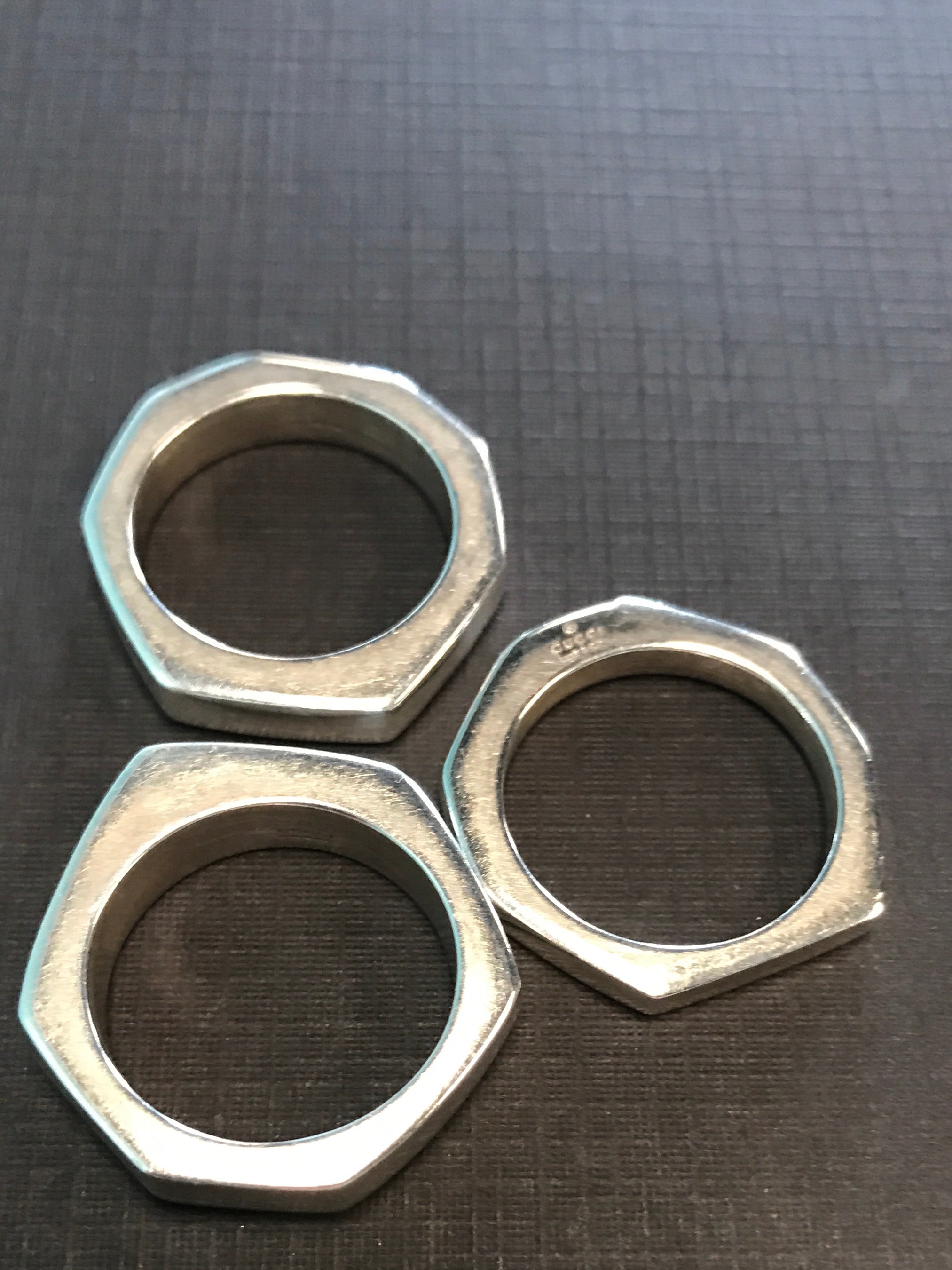 3 Gucci Sterling Silver Bamboo Stackable 5.5mm, 4.5mm, 3.2mm Ring Set Size 7.5 - Queen May