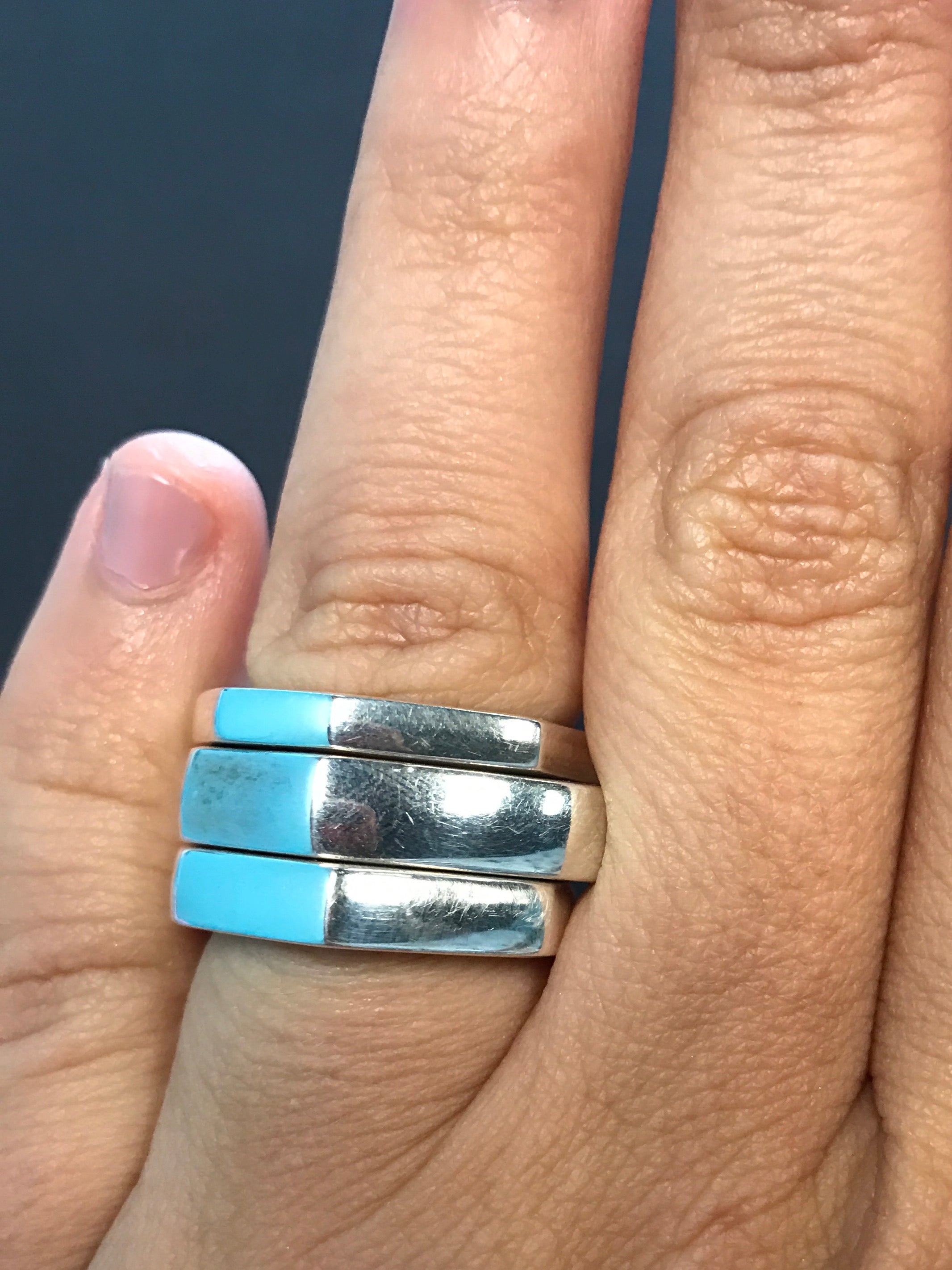 3 Gucci Sterling Silver Bamboo Stackable 5.5mm, 4.5mm, 3.2mm Ring Set Size 7.5 - Queen May