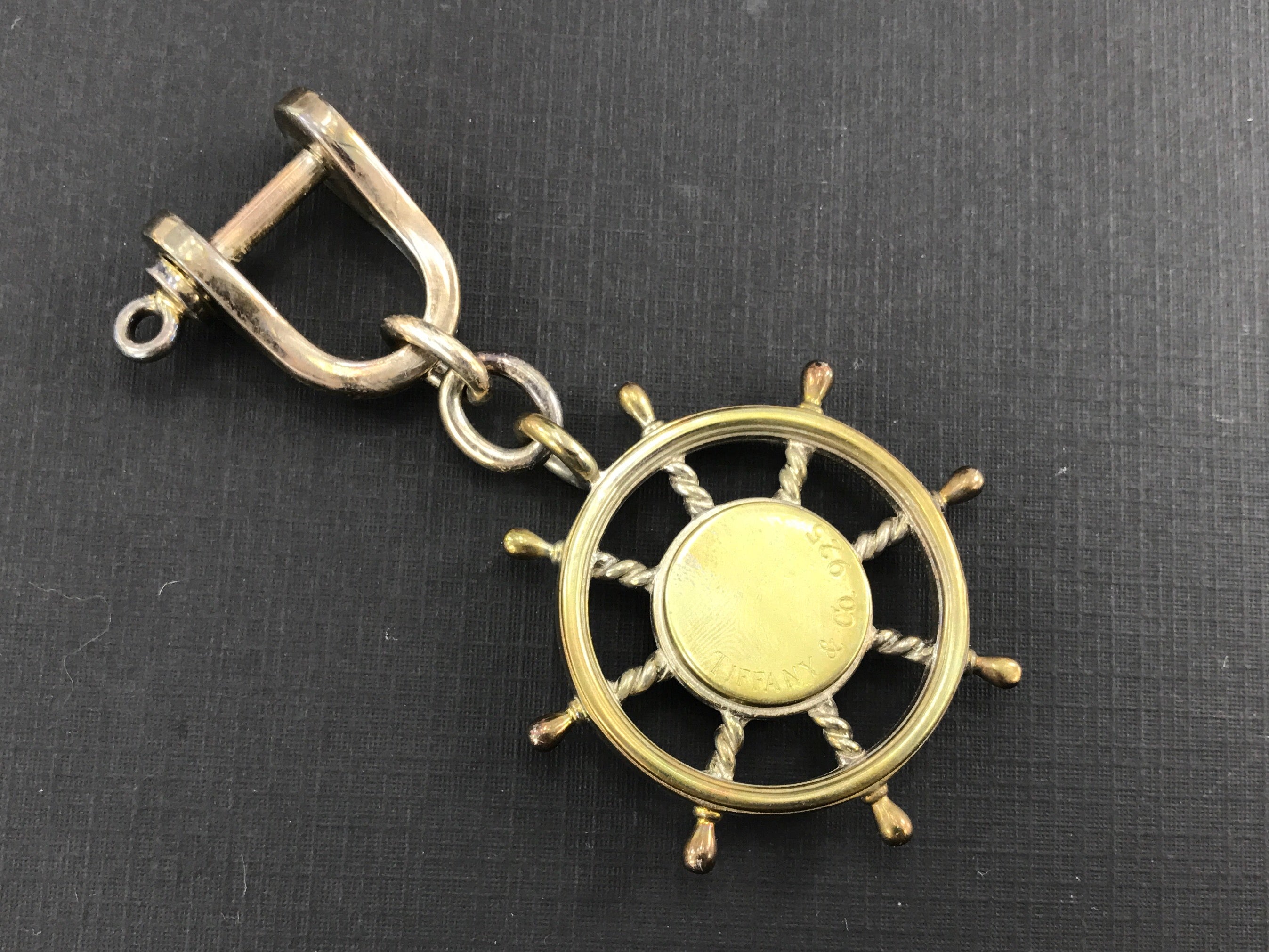 Tiffany & Co Sterling Silver Ships Wheel Nautical Compass Keychain - Queen May