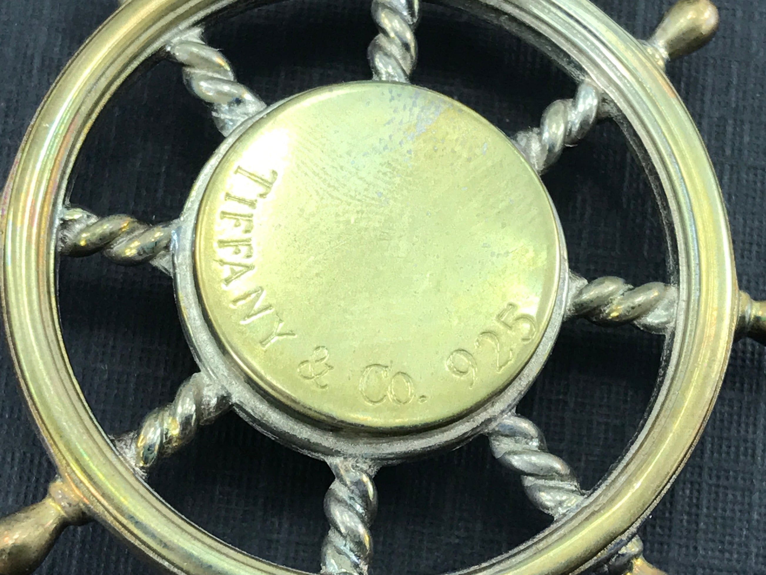 Tiffany & Co Sterling Silver Ships Wheel Nautical Compass Keychain - Queen May