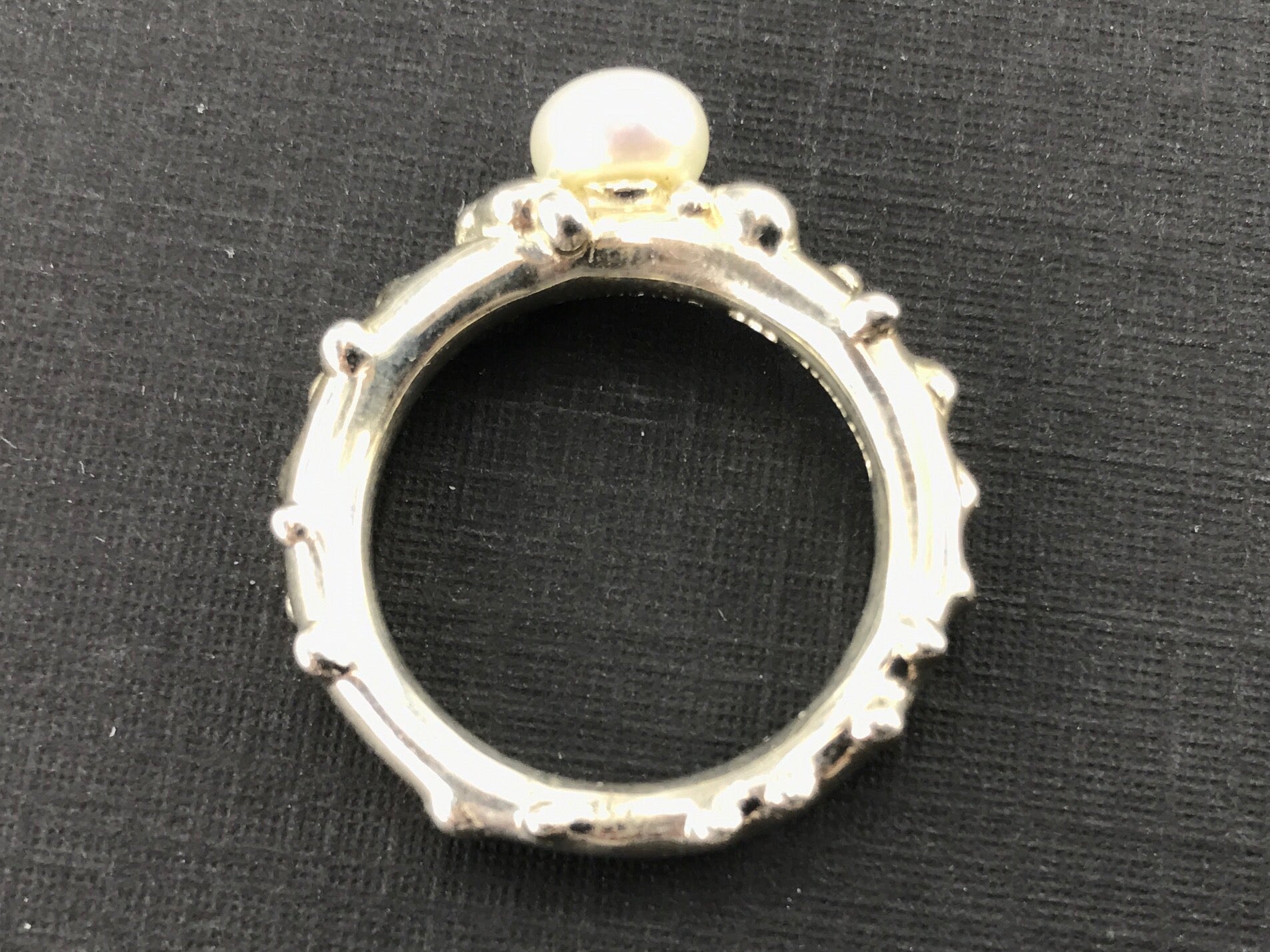 Michael Dawkins Sterling Silver Button Pearl Ring Size 6 - Queen May