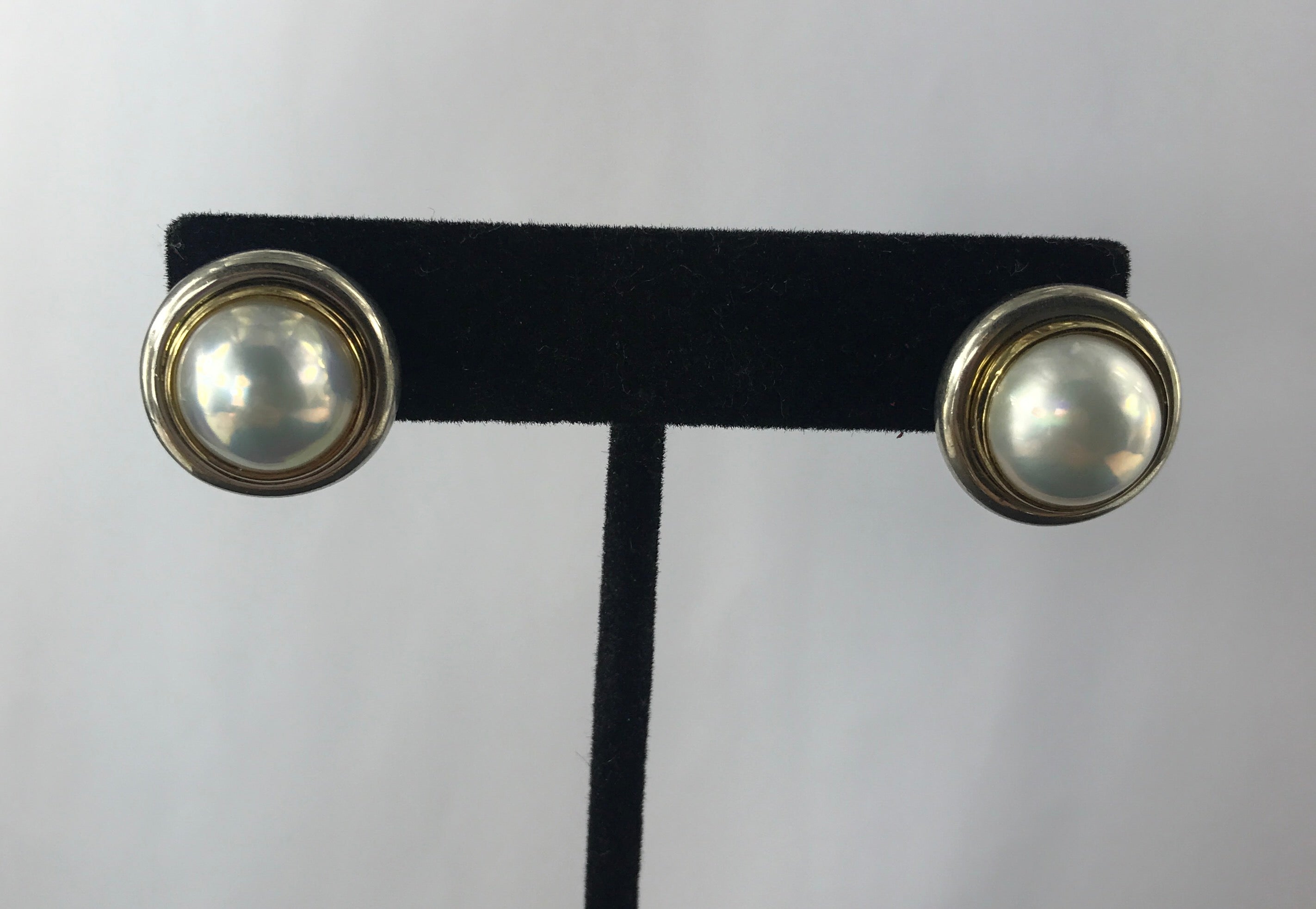 Tiffany & Co Sterling Silver 18K Gold Mabe Pearl Paloma Picasso Earrings c.1980's - Queen May