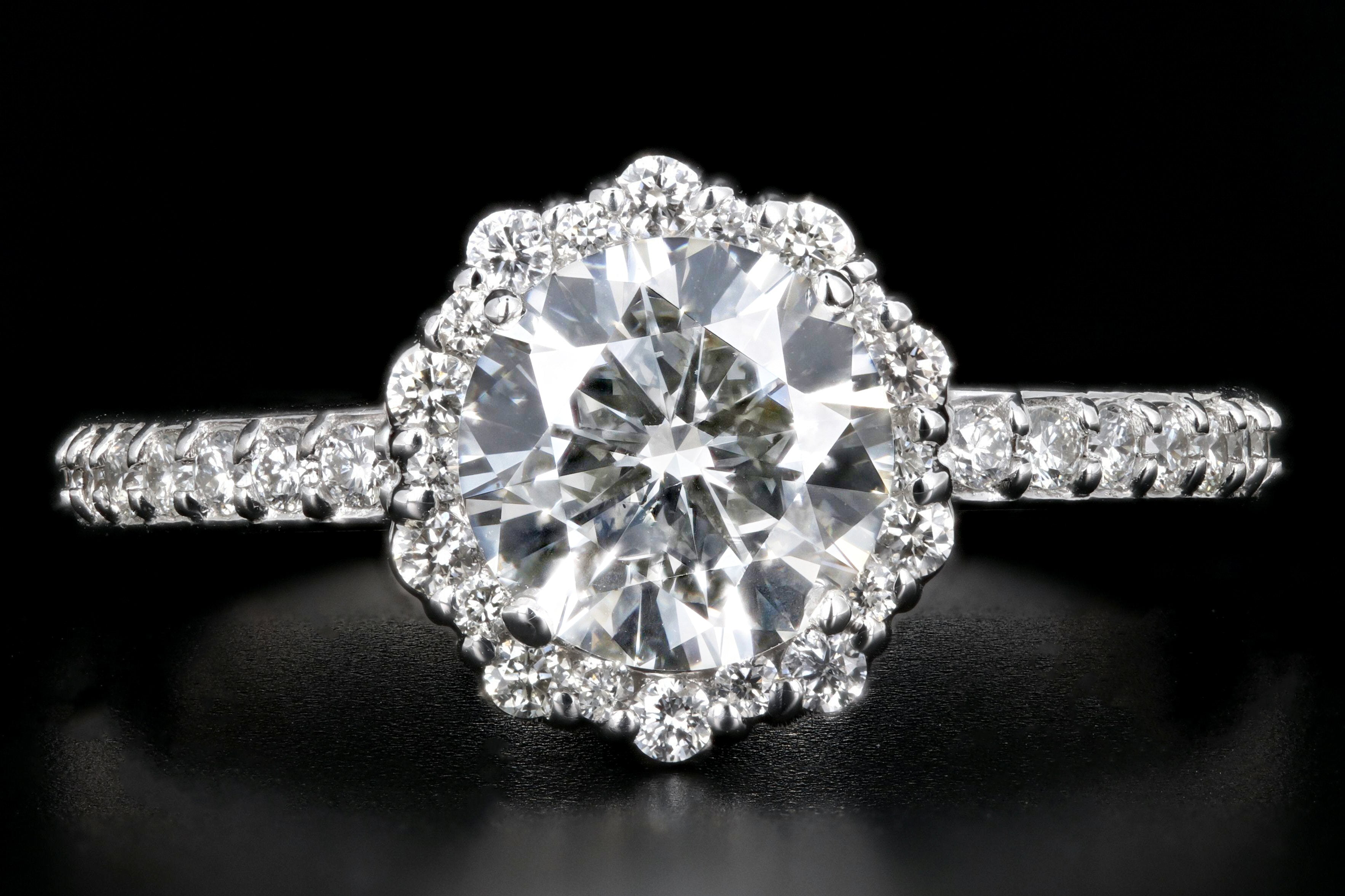 Modern 18K White Gold 1.26CT Round Brilliant Cut Diamond Engagement Ring GIA Certified - Queen May