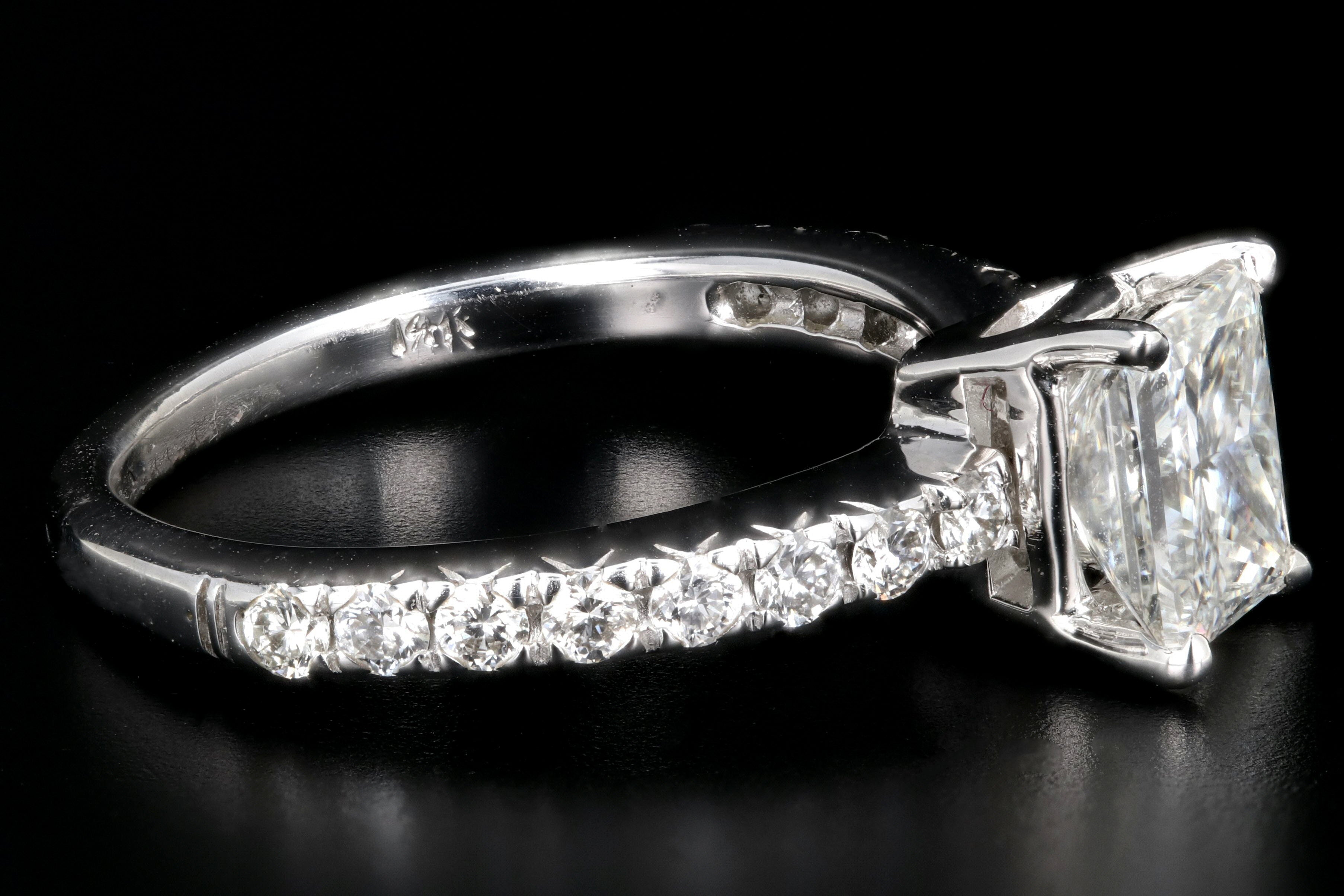 Modern 14K White Gold 1.11 Carat Princess Cut Diamond Engagement Ring - Queen May