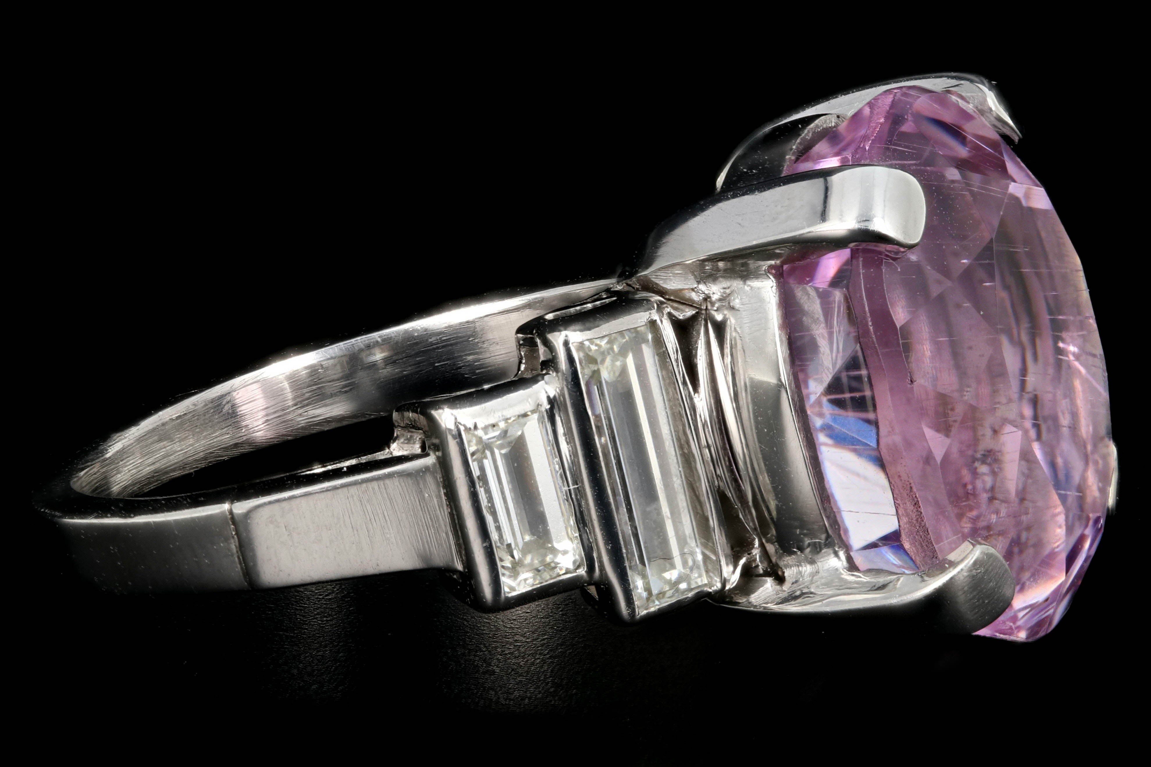 Modern Platinum 11.4 Carat Kunzite and Diamond Ring - Queen May