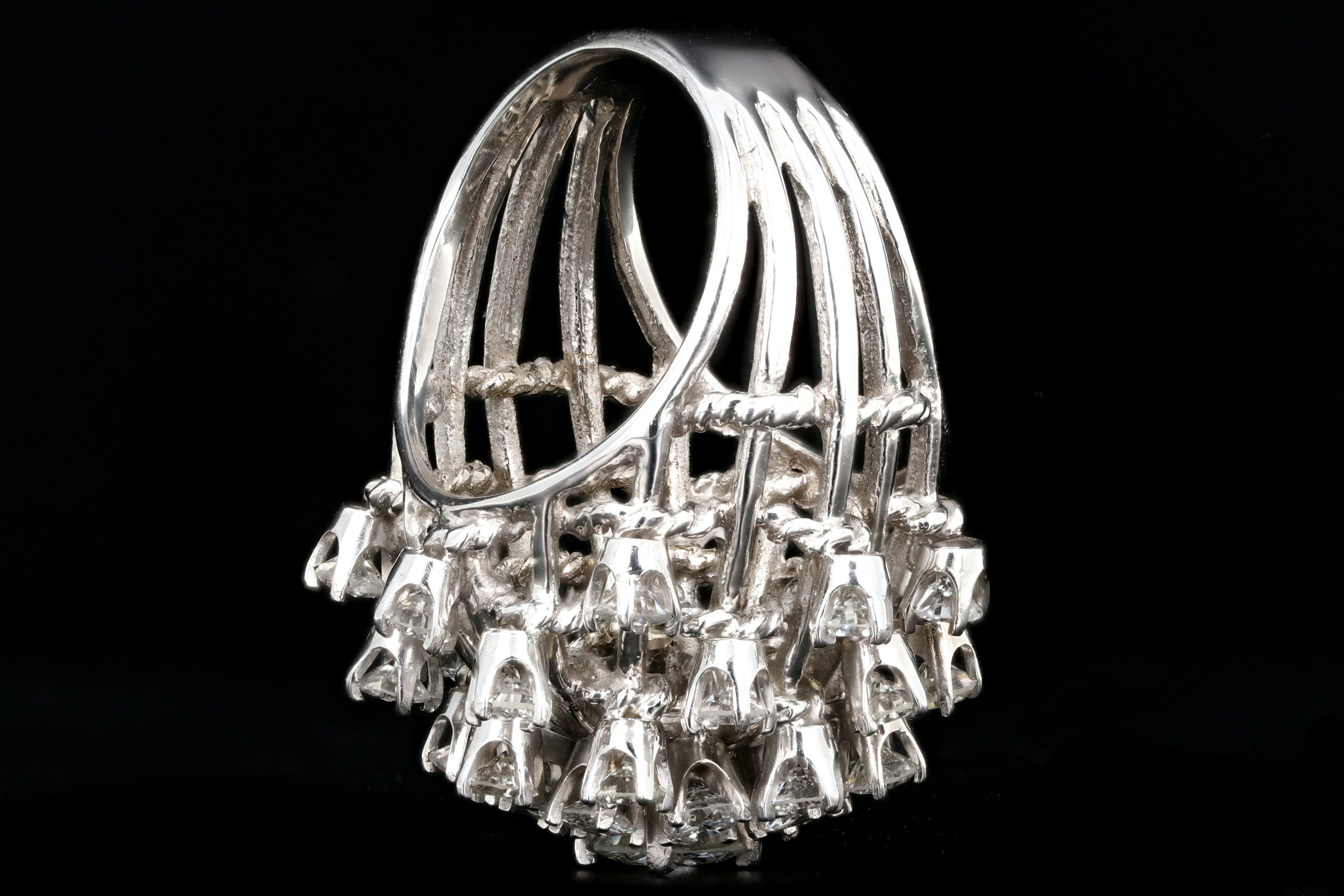Retro 14K White Gold 5 CTW Diamond Starburst Dome Ring - Queen May
