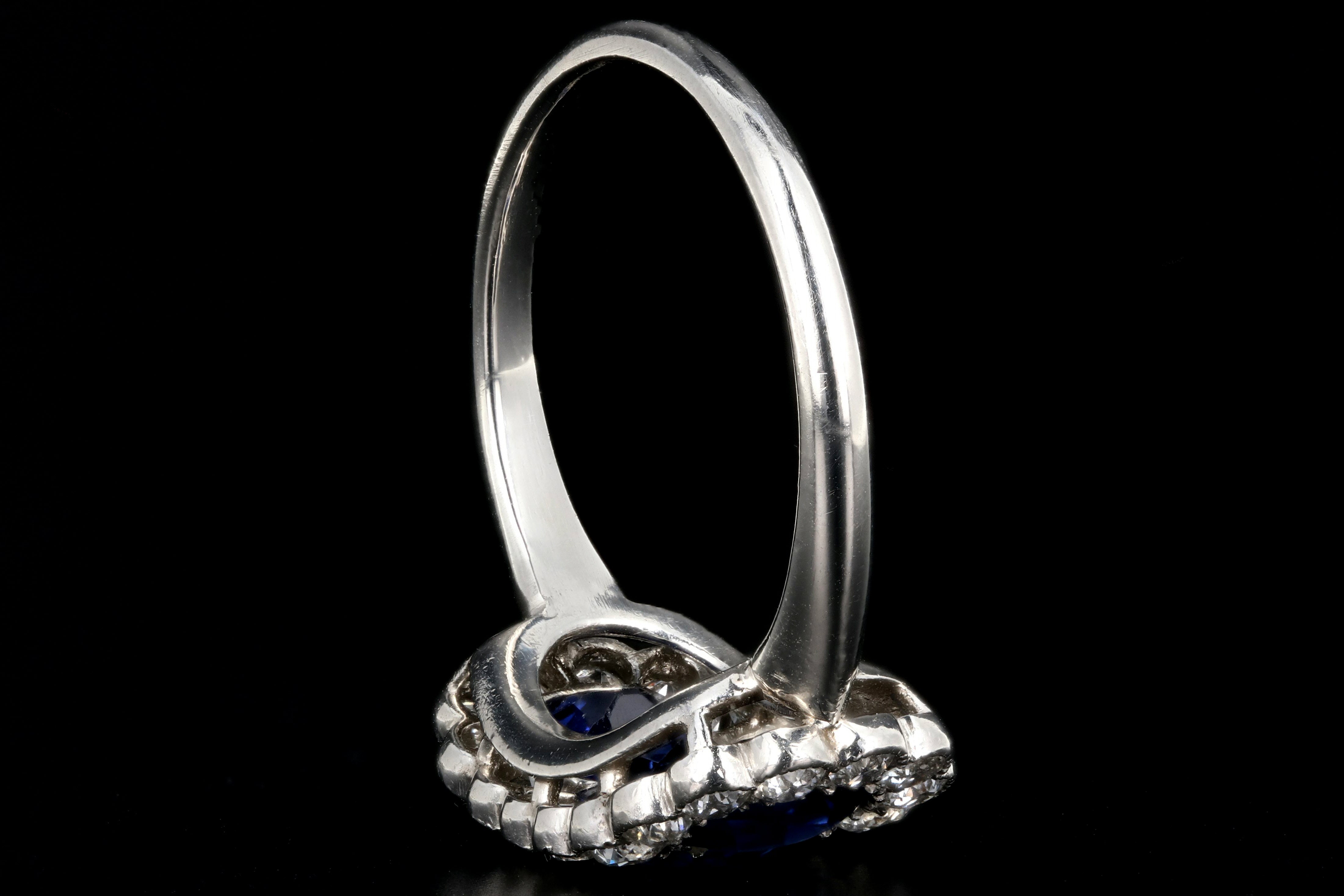 Art Deco Platinum 2.51 Carats Natural No Heat Sapphires and Diamond Ring - Queen May