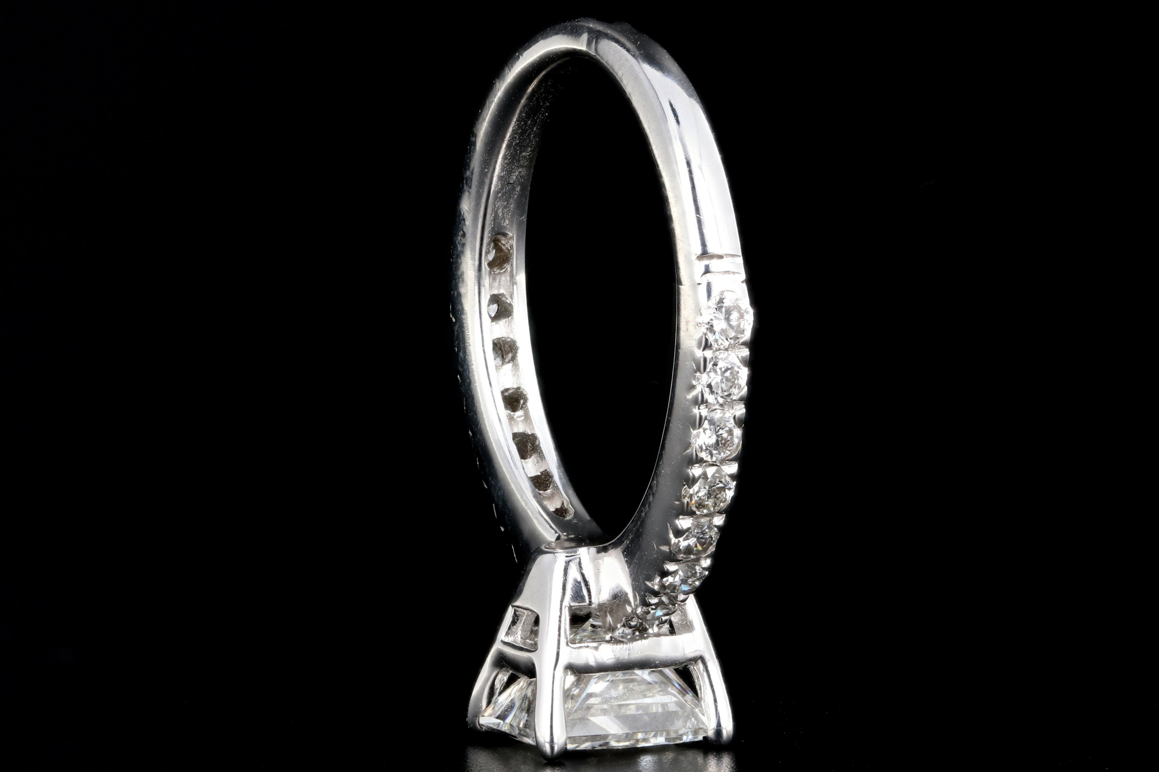 Modern 14K White Gold 1.11 Carat Princess Cut Diamond Engagement Ring - Queen May