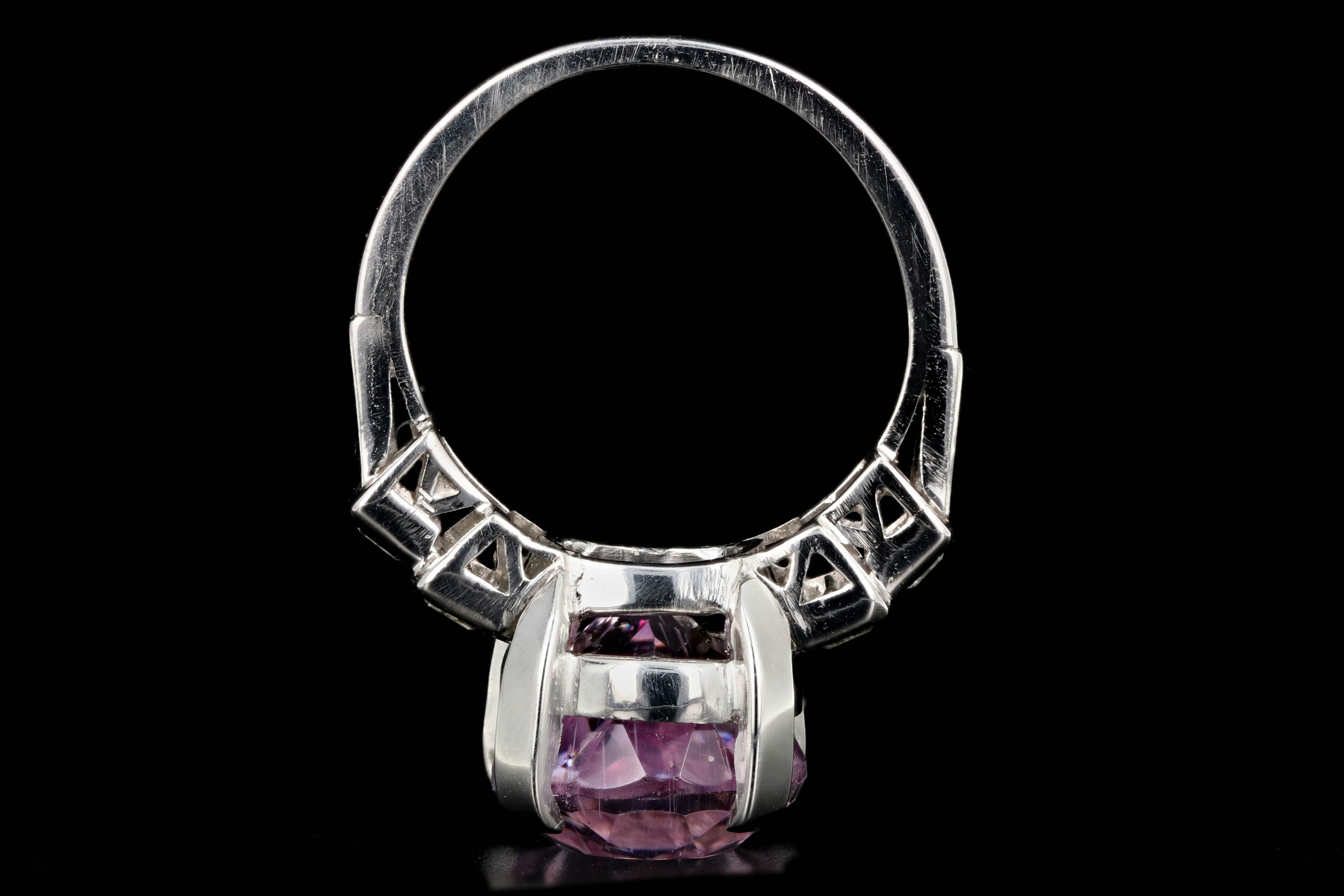 Modern Platinum 11.4 Carat Kunzite and Diamond Ring - Queen May
