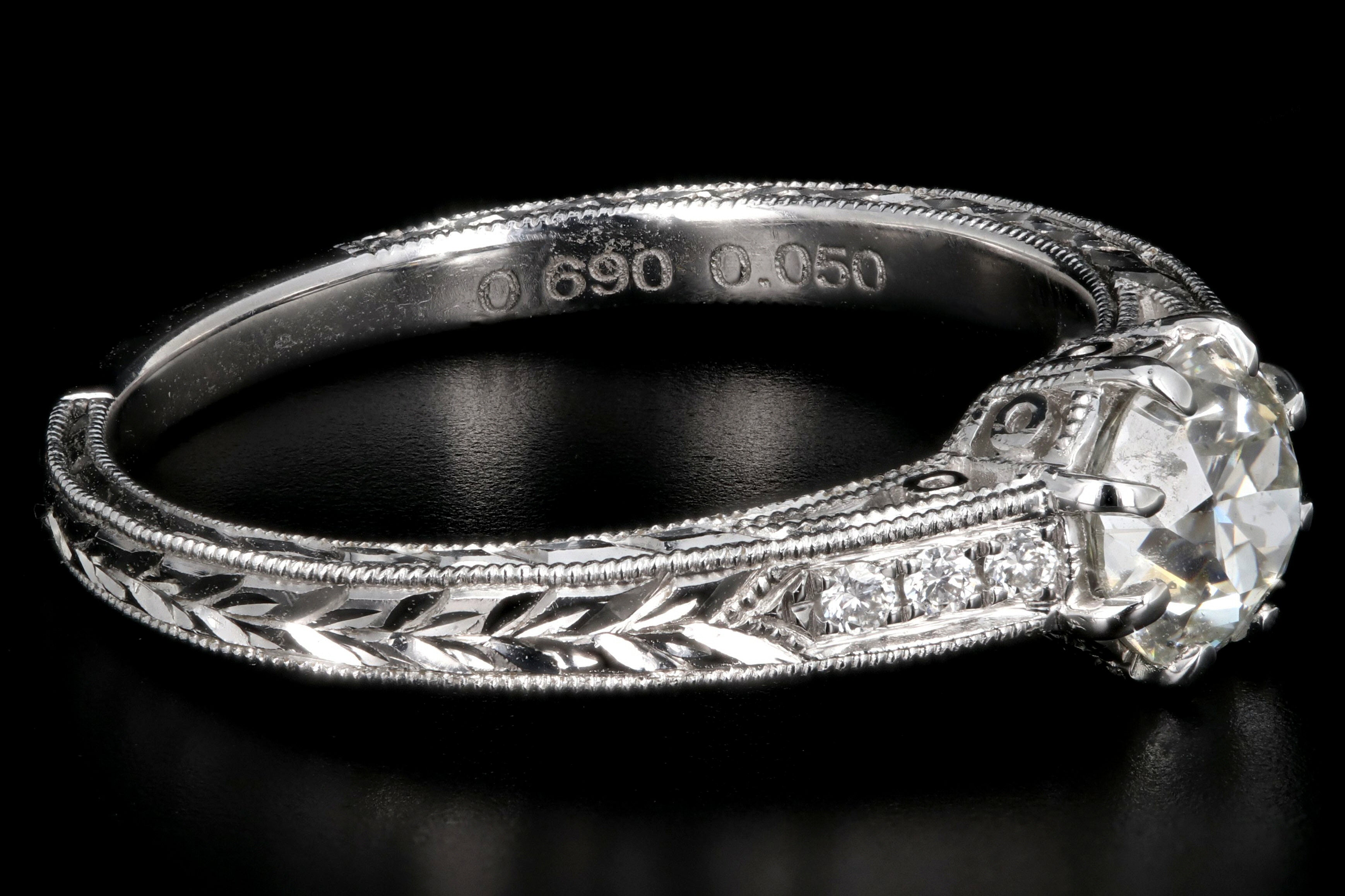 Modern 14K White Gold .69 Carat Old European Cut Diamond Engagement Ring - Queen May