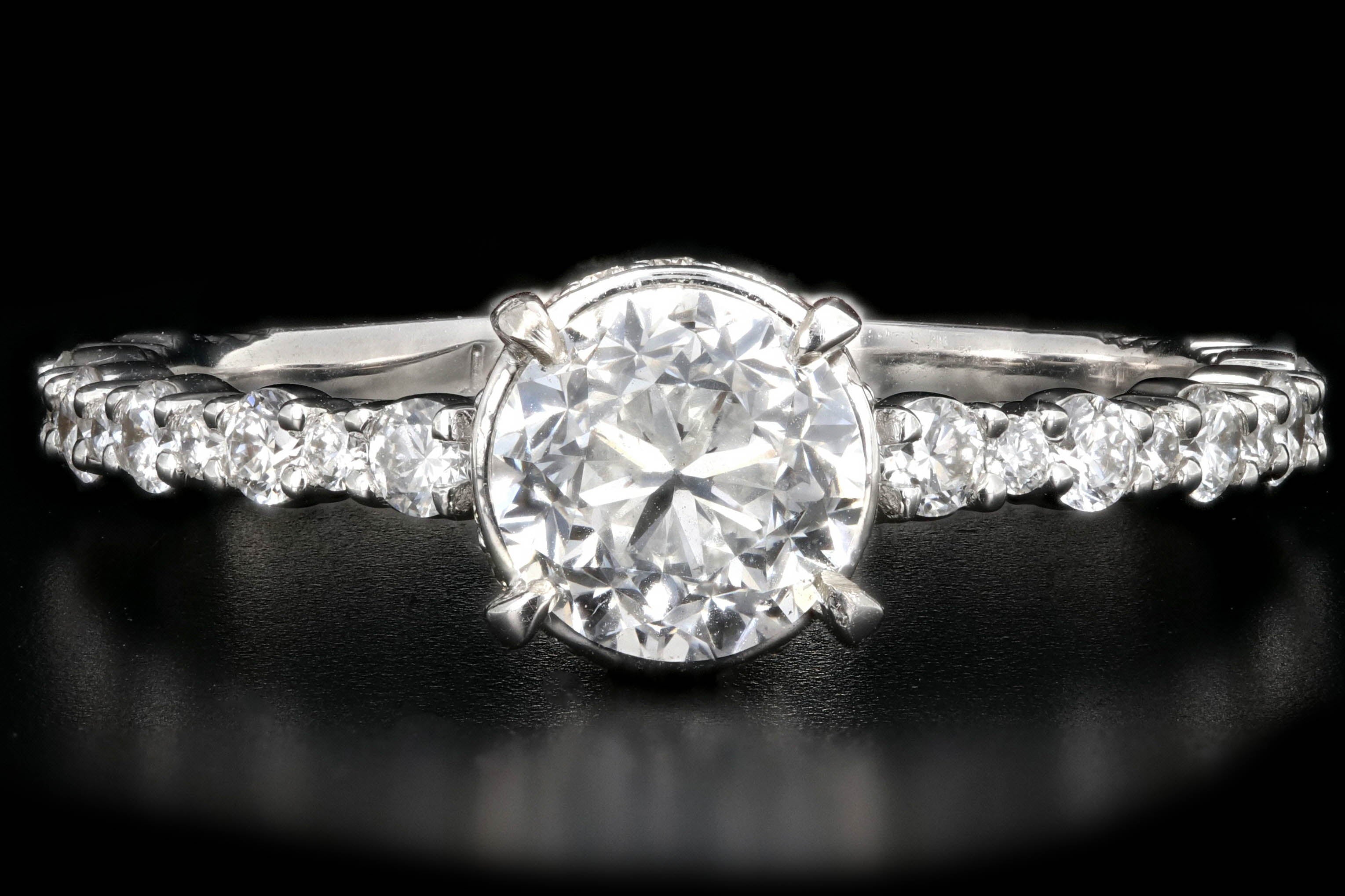 New 18K White Gold 1.01 Carat Round Brilliant Cut Diamond Engagement Ring - Queen May