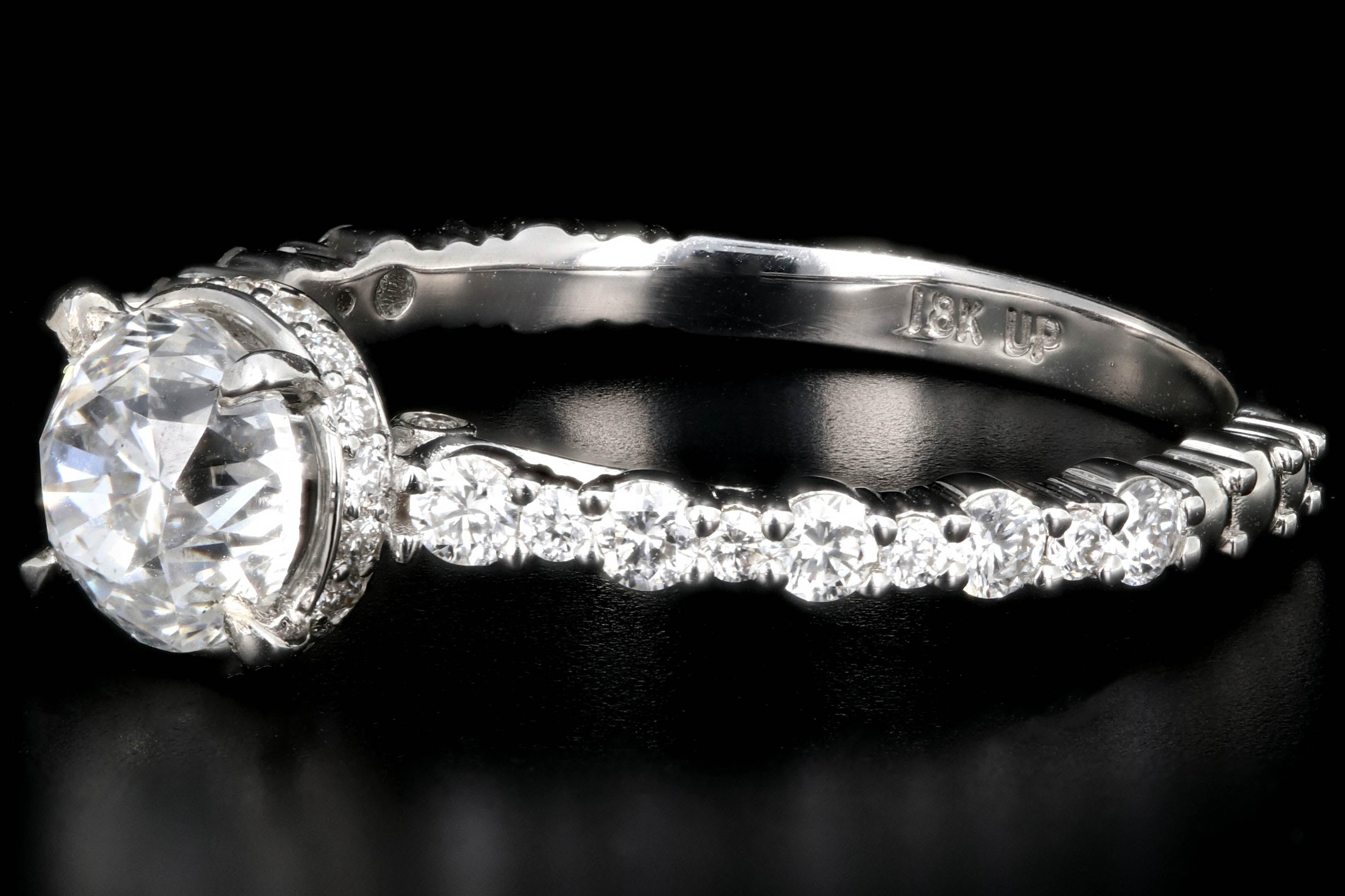 New 18K White Gold 1.01 Carat Round Brilliant Cut Diamond Engagement Ring - Queen May