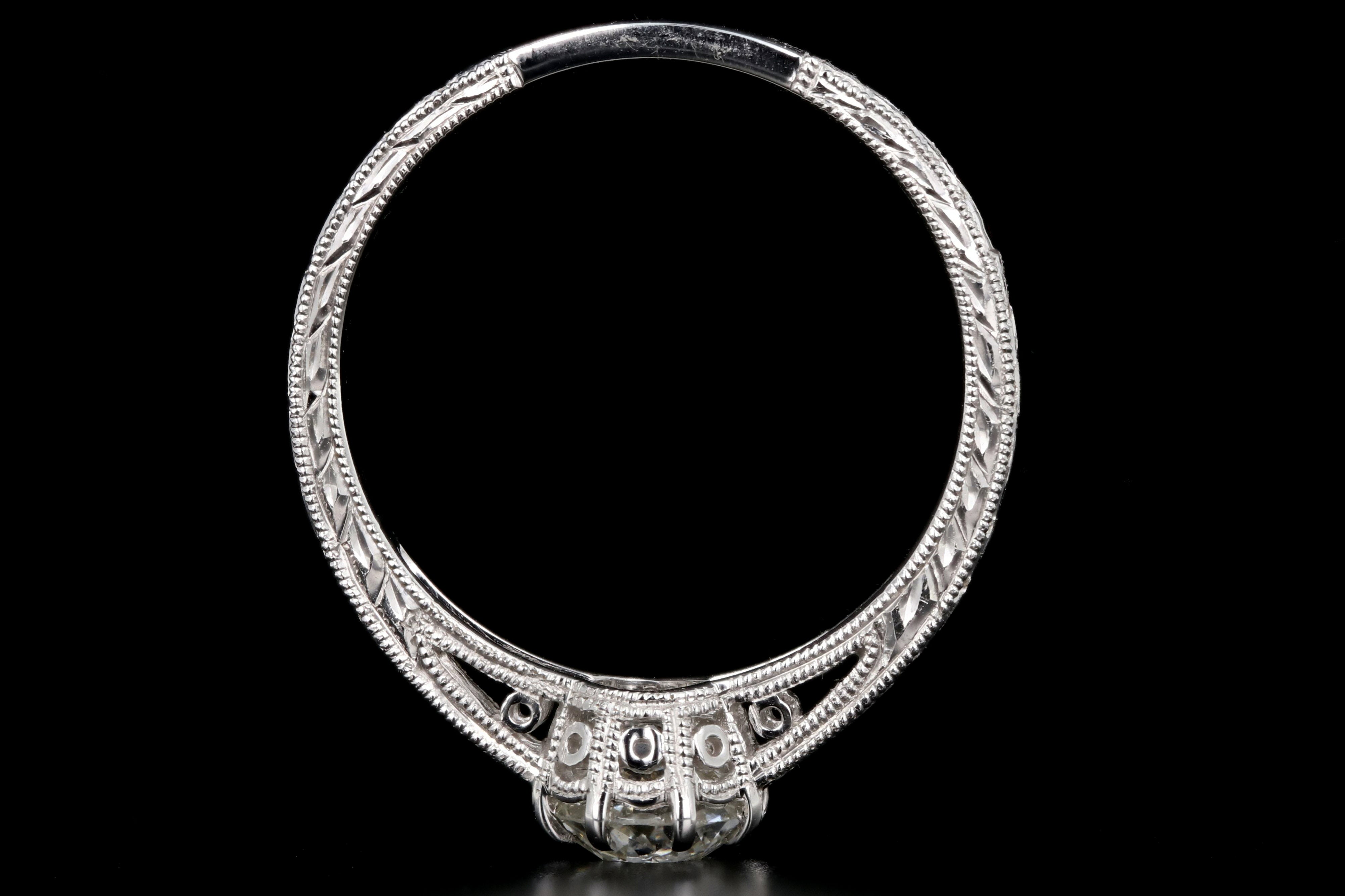 Modern 14K White Gold .69 Carat Old European Cut Diamond Engagement Ring - Queen May